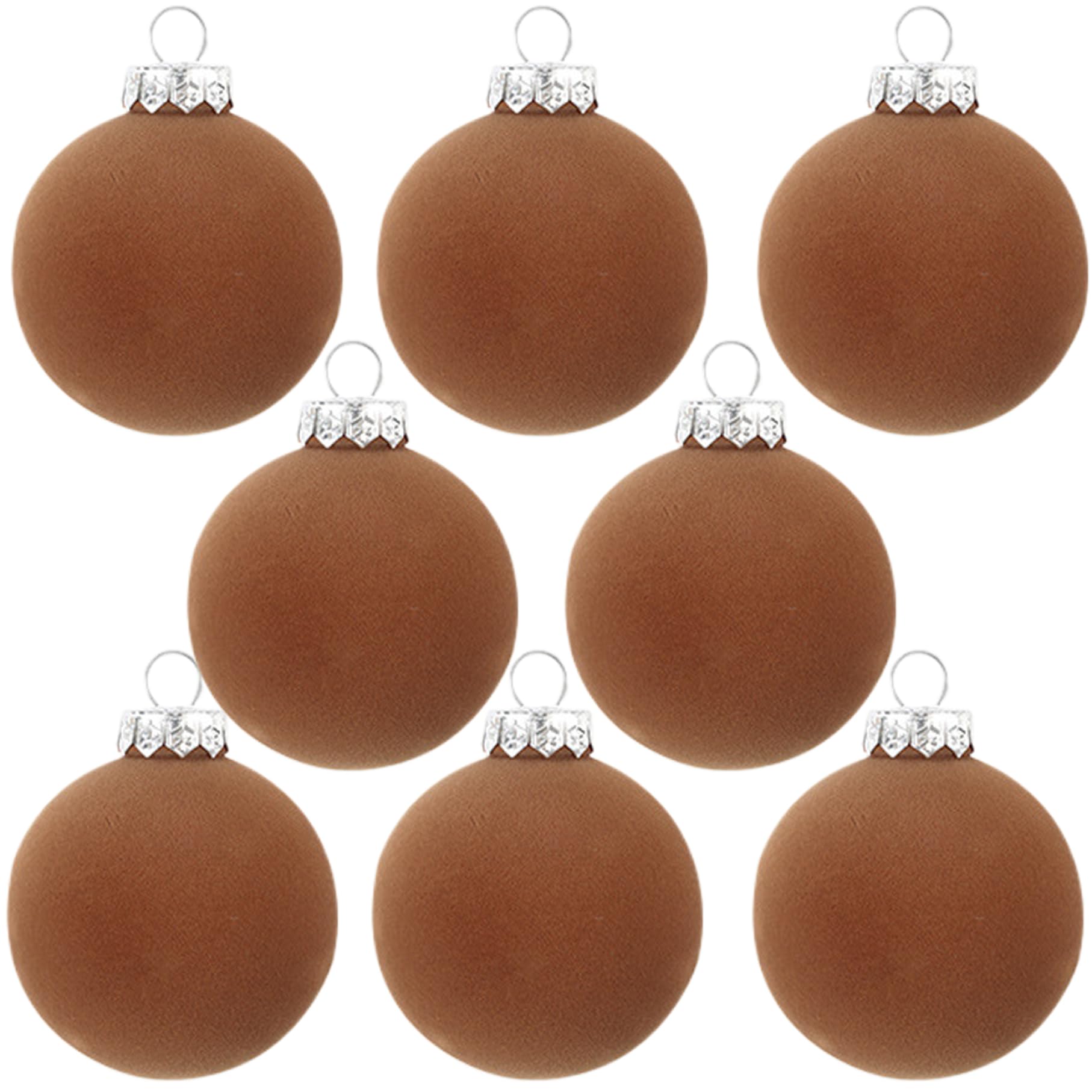 Ngbbby Brown 8Pcs Christmas Balls 2.36Inch Christmas Baubles Velvet Ornaments Hanging Ball Ornaments For Tree, Wreath, Garland, Balls