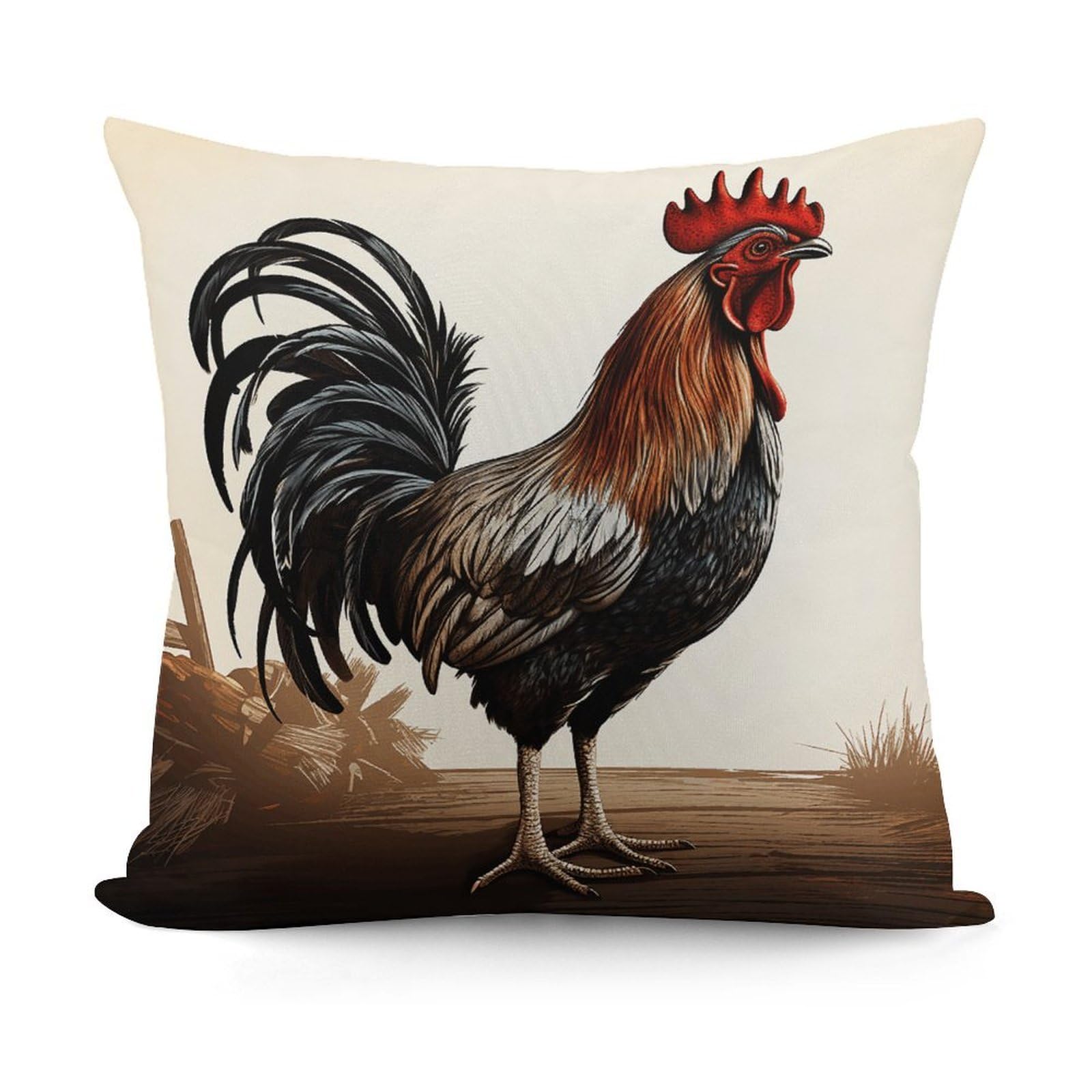 VstaDank Decorative Rooster Throw Pillow Covers Luxury Soft Pillowcases Fluffy Plush Accent Pillow Cases Personalized Square Lumbar Pillows Shells for All Seasons 18" X 18"
