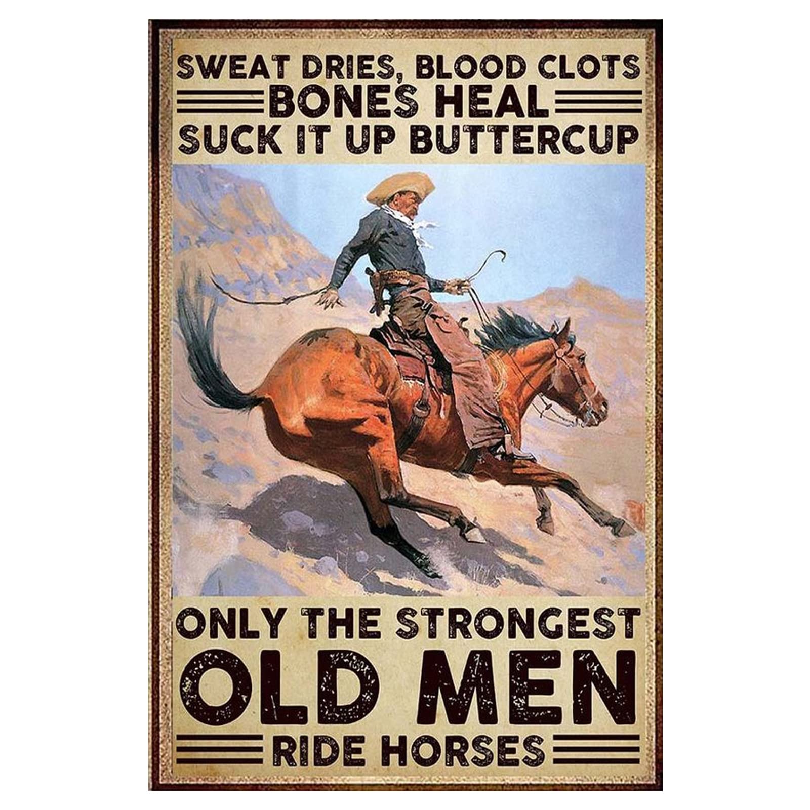 Strunt Tin Sign8 Metal Signs Western Cowboy Tin Sign Wall Art Vintage Cowboy Posters For Home Bar Cafe Garage Bathroom 14X20cm