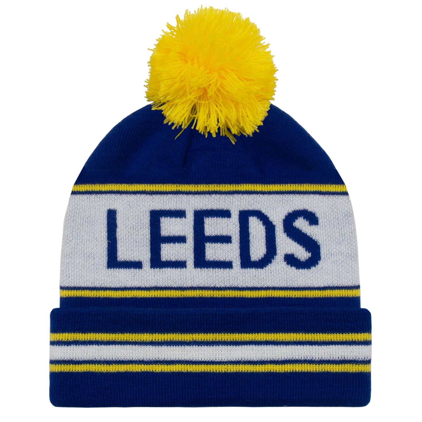fan originals Leeds Text Bobble Hat Blue White