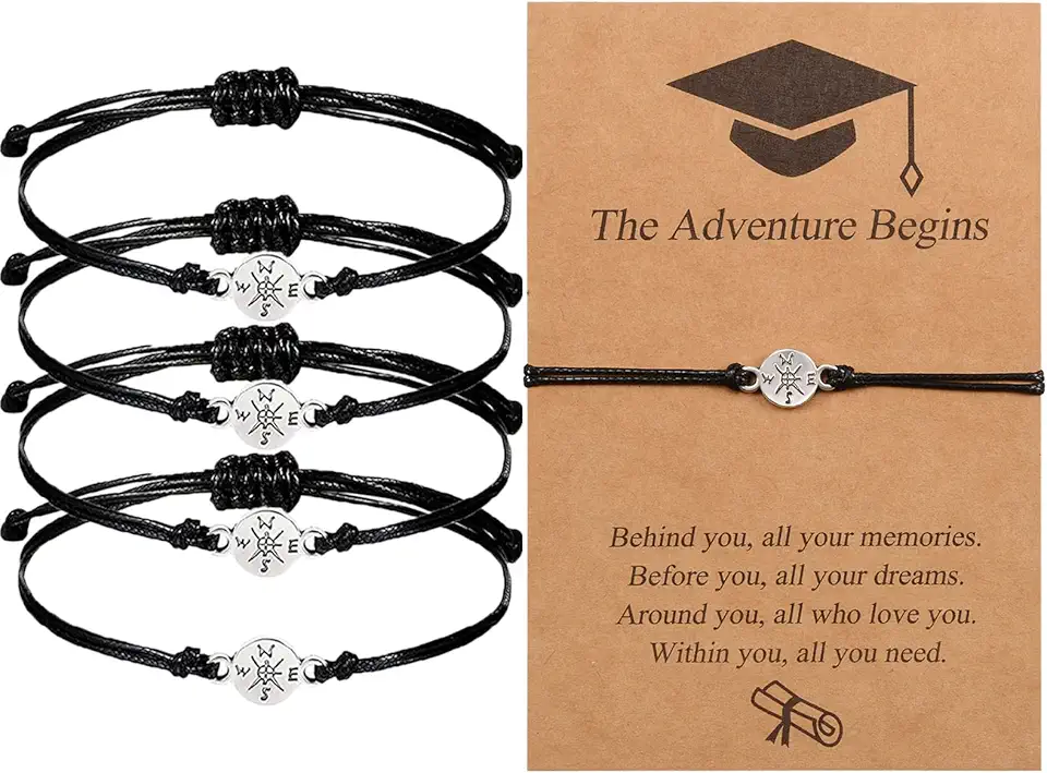 5PCS Graduation Bracelet Gifts for Her Him, Class of 2026 Gifts, Graduate College High School Inspirational Gifts for Women Men Girls Boys