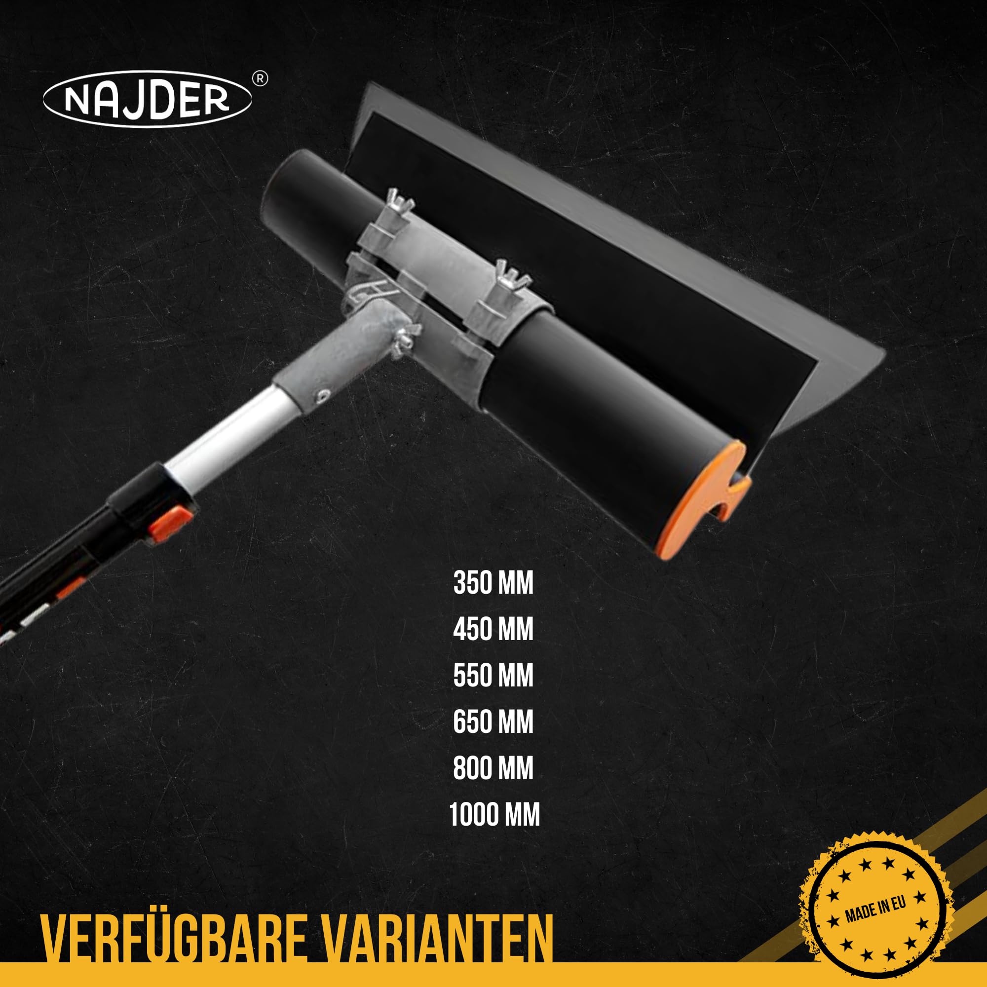NAJDER Spatola per Stucco, coltello per Gesso SOLID Professional, spatola per intonaco, Acciaio INOX 0,3 mm 1000 mm, professionale, ideale per intonacare, alta qualità