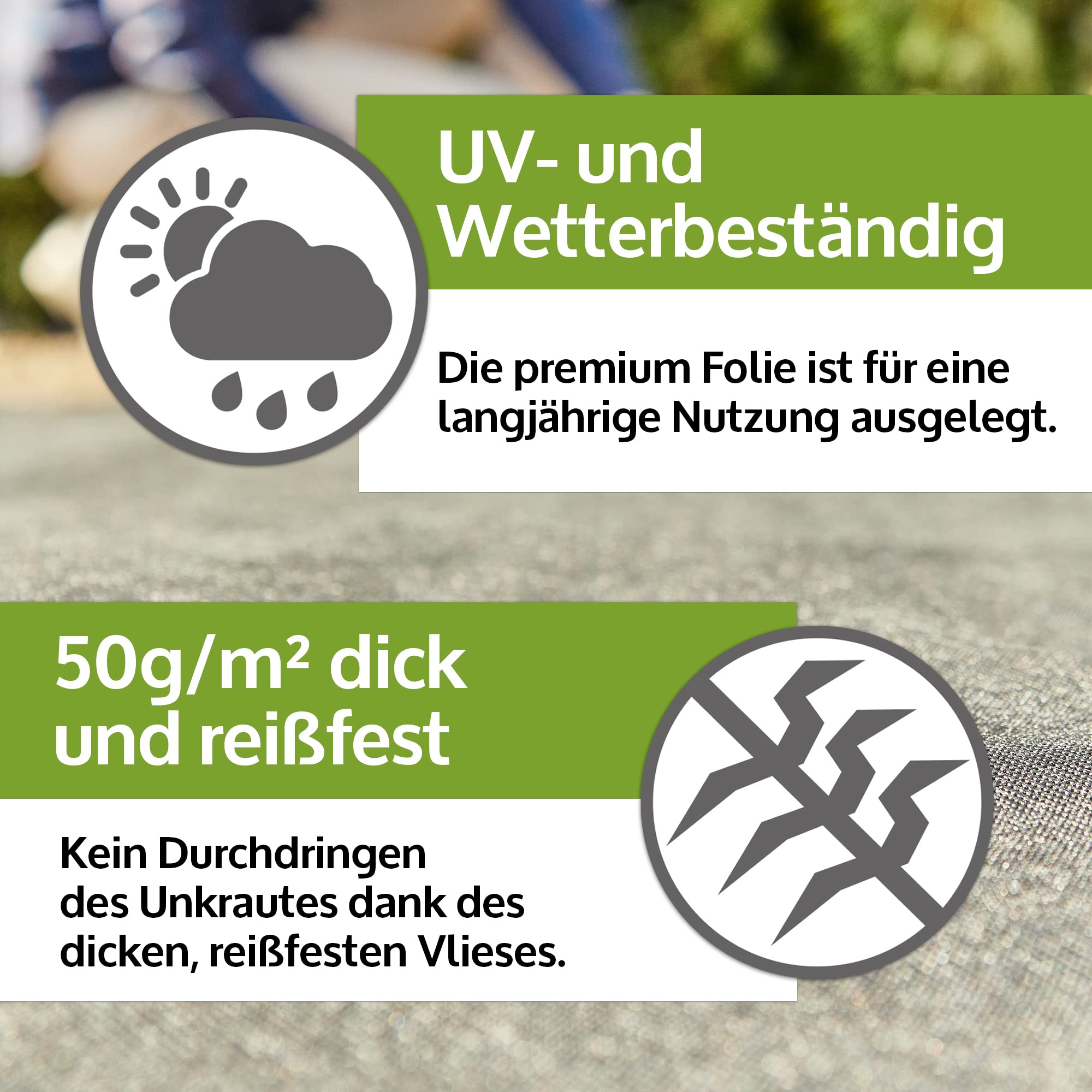zooprinz Dickes und reißfestes Unkrautvlies – 25m, 50m oder 75m Gartenvlies auf praktischer Rolle – Unkrautfolie witterungsbeständig – Vlies Wasser- und luftdurchlässig – Perfekter Schutz vor Frost