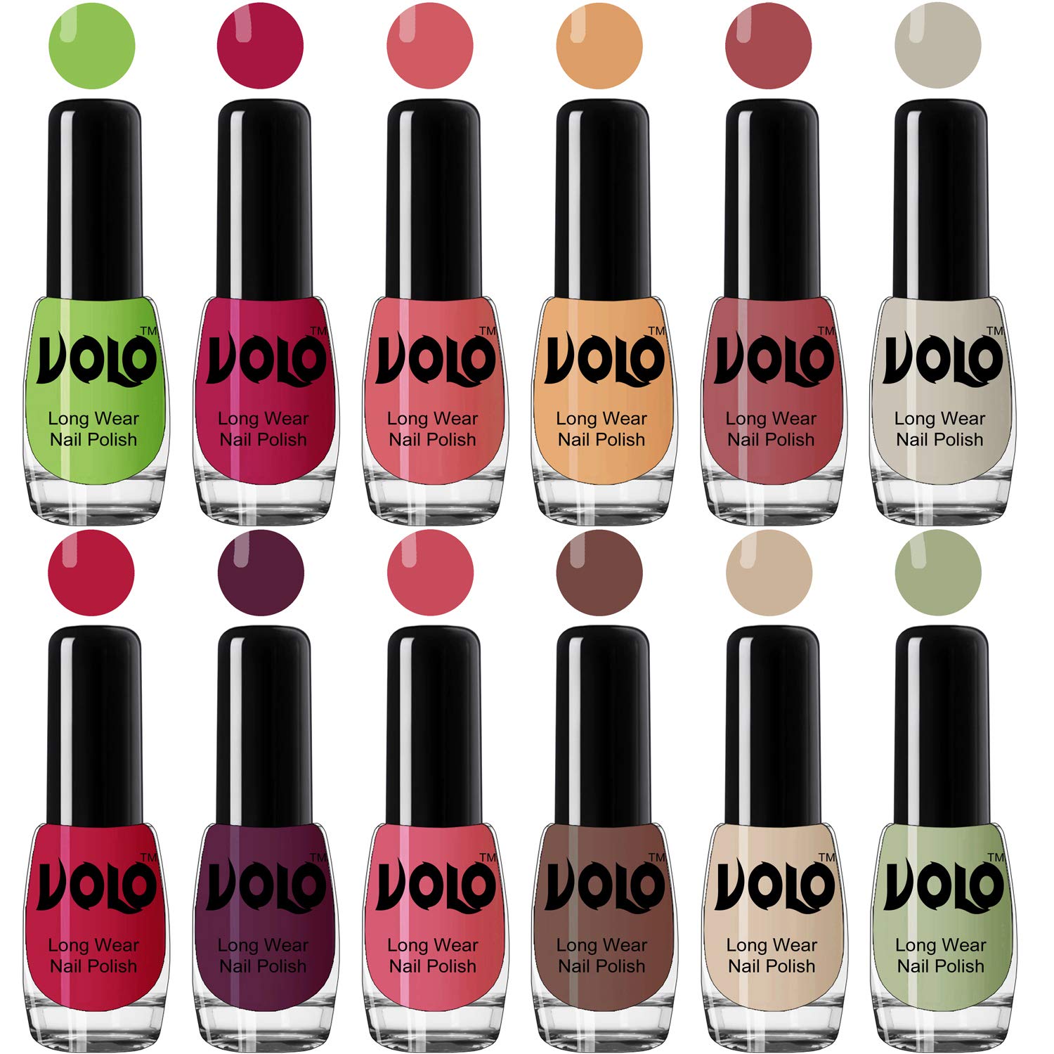 Volo Boss of Gloss Nail Polishes Set of 12 Pcs Infinite Collection(Green, Magenta, Peach, Nude, Tan, Nude, Corals, Wine, Pink, Nude, Nude, Mint) 60 ML-image-25