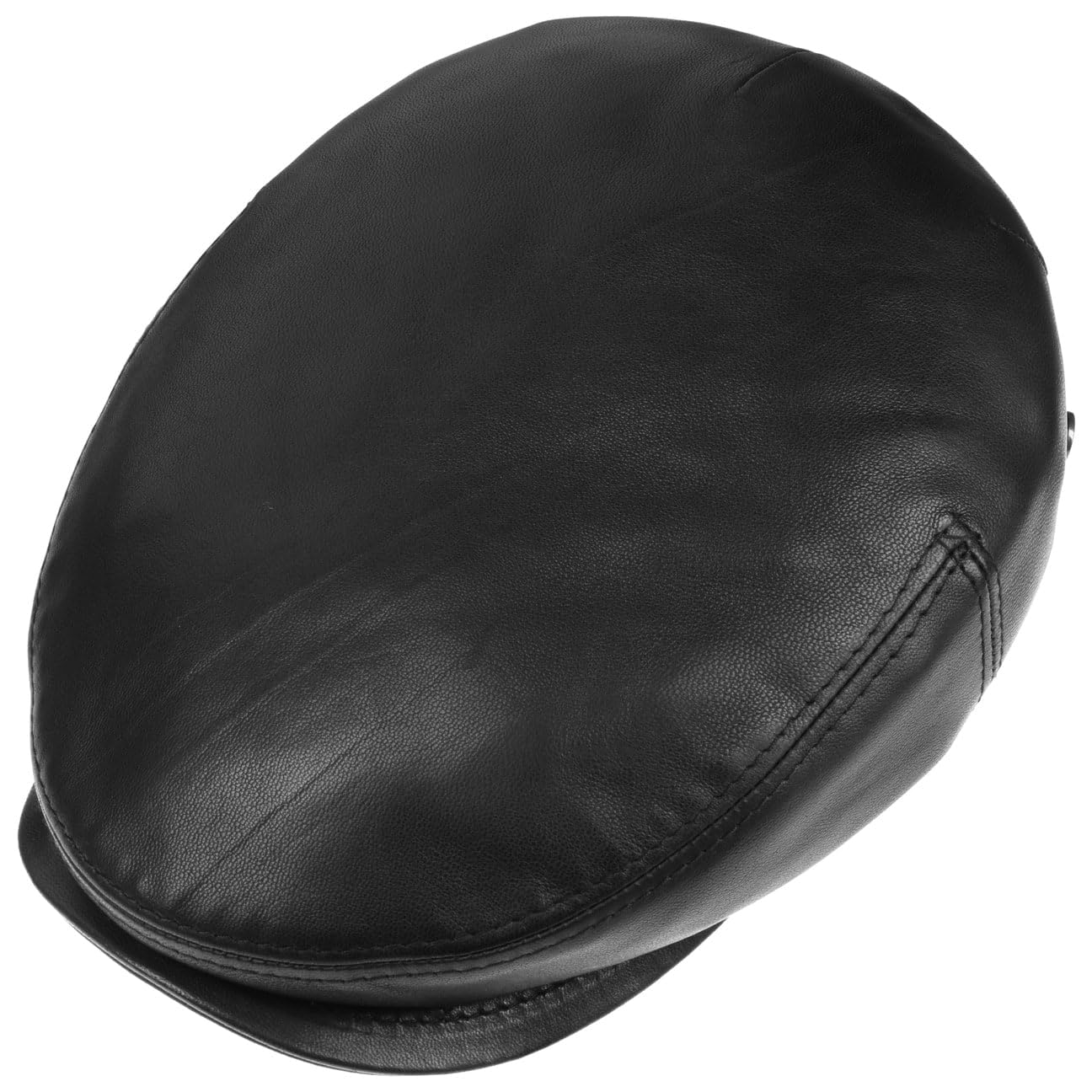 Lierys Nappaleder Flatcap czapka z daszkiem męska - skórzana czapka Made in Italy - czapka z suwakiem ze skóry - płaska czapka na lato / zimę, czarny, 58 cm