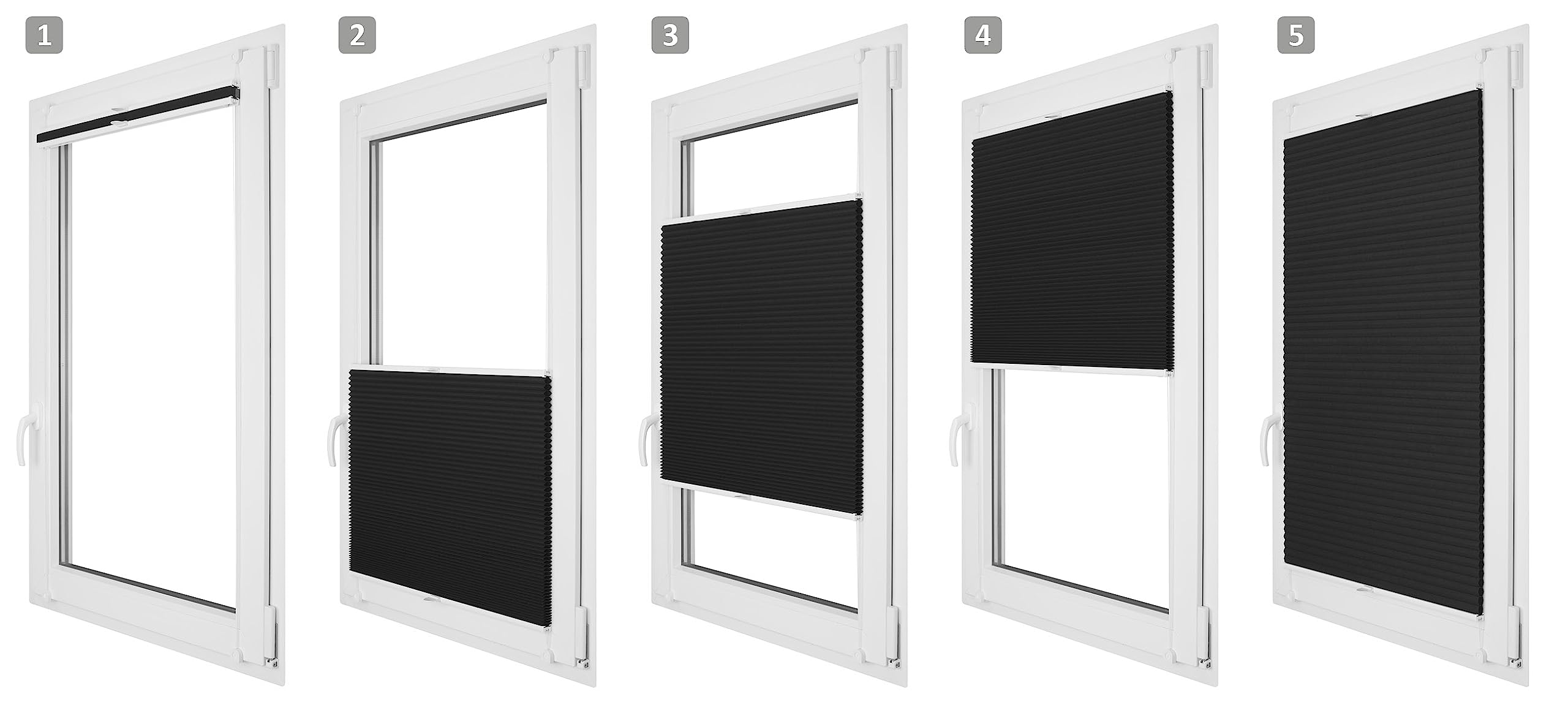 RENA Wabenplissee Thermo Plissee ohne Bohren Verdunklungsplissee Blickdicht Fenster Balkonfenster Balkontür Verdunkelung Sonnenschutz Innen Sichtschutz Hitzeschutz Schwarz 65x200 cm