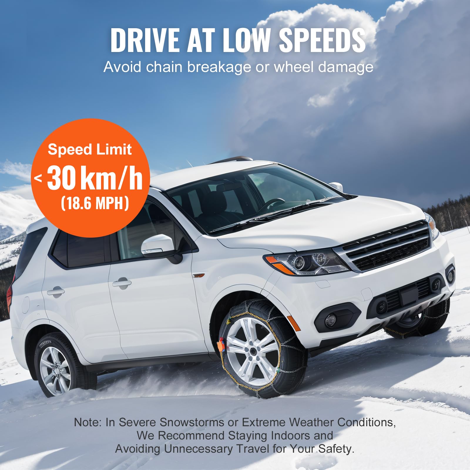 VEVOR Catene da Neve 610/685mm per Pneumatici in Lega di Acciaio al Manganese - 2 Pezzi di Trazione di Emergenza per Auto, SUV, Camion - Argento