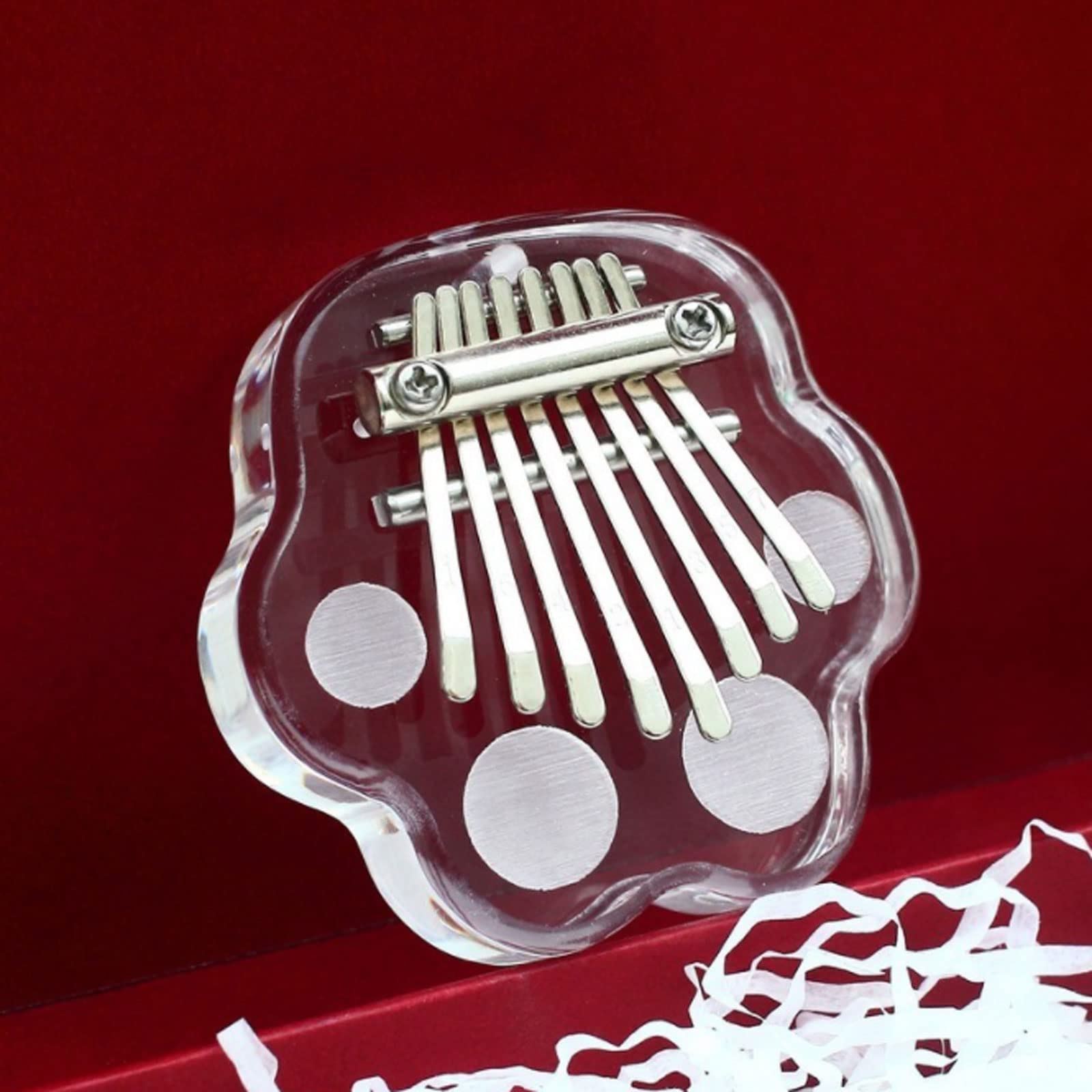 Exquisiter Klang Daumenklavier aus Kristallholz, tragbares Fingerklavier, niedliche Pfotenform, 8 Tasten, für Anfänger zum Erlernen von Rhythmus, Klaviergeschenke Einfach zu Spielen