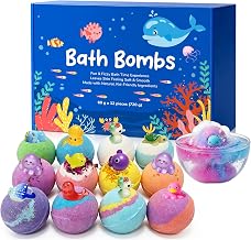 Lot de 12 bombes de bain naturelles pour enfants avec jouets à l'intérieur, coffret cadeau d'anniversaire et de Noël