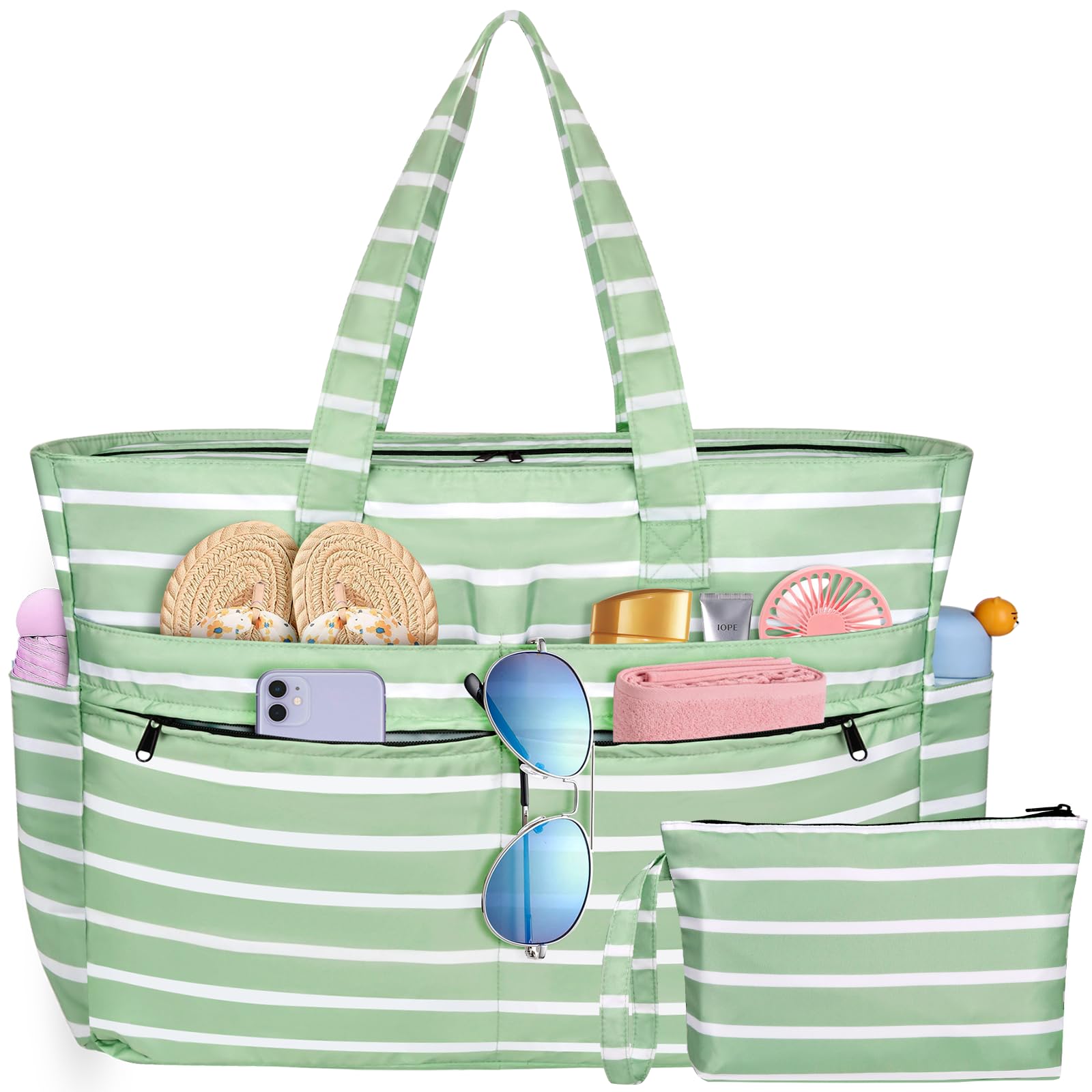 HUANLANG Extra Large Beach Bag Waterproof Beach Totes Bags for Women Men,Pool Bag with Zipper Wet Pocket