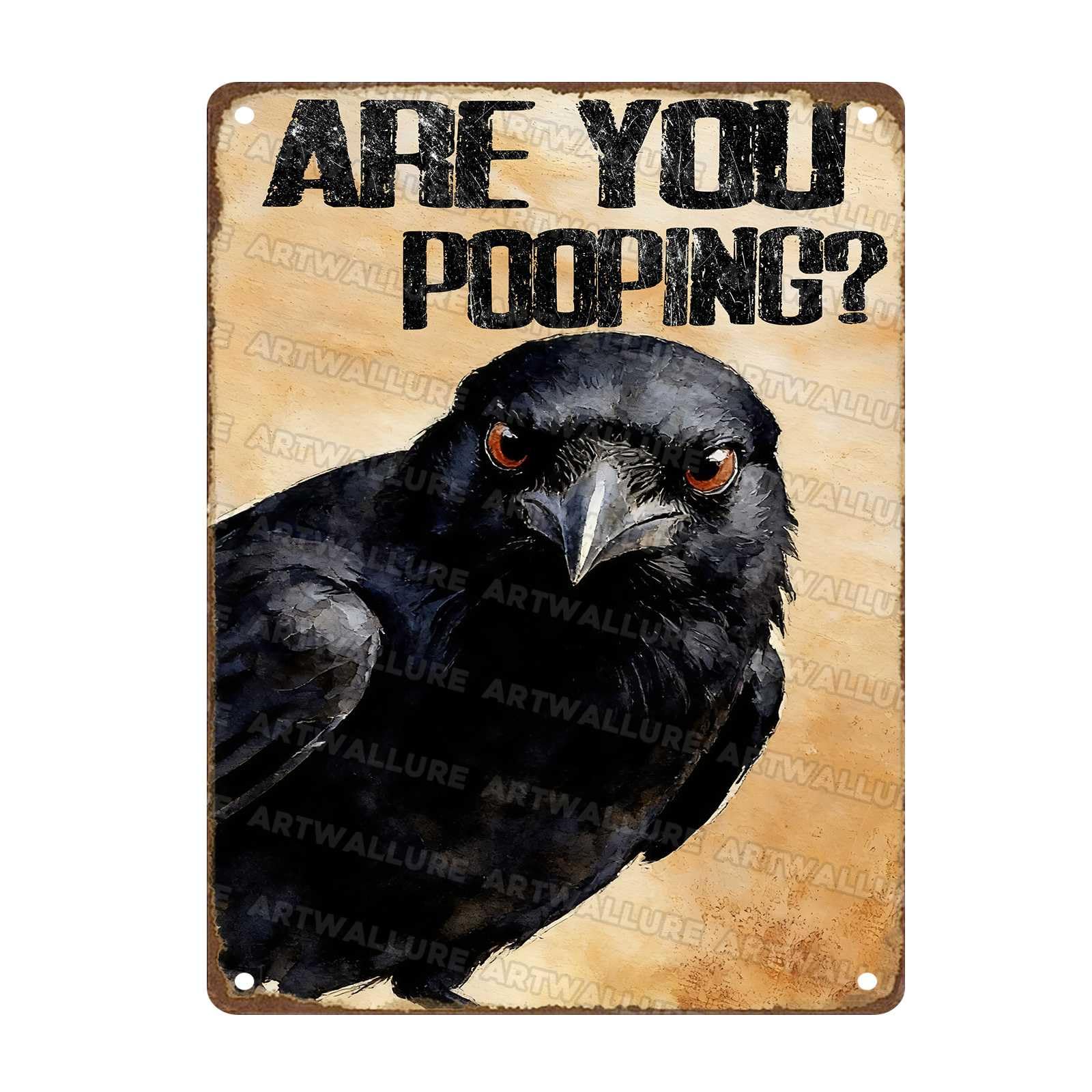 Are You Pooping Metal Sign Funny Crow Wall Decor for Home Bathroom Poster Restroom Toilet Washroom 12x16Inch