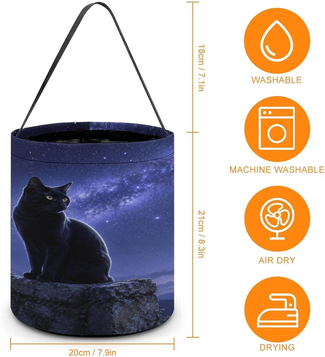 Night Scene Halloween Trick Or Treat Bucket Candy Tote Hand‑held Pouch for Cosplay Theme Party Gift Storage image 2