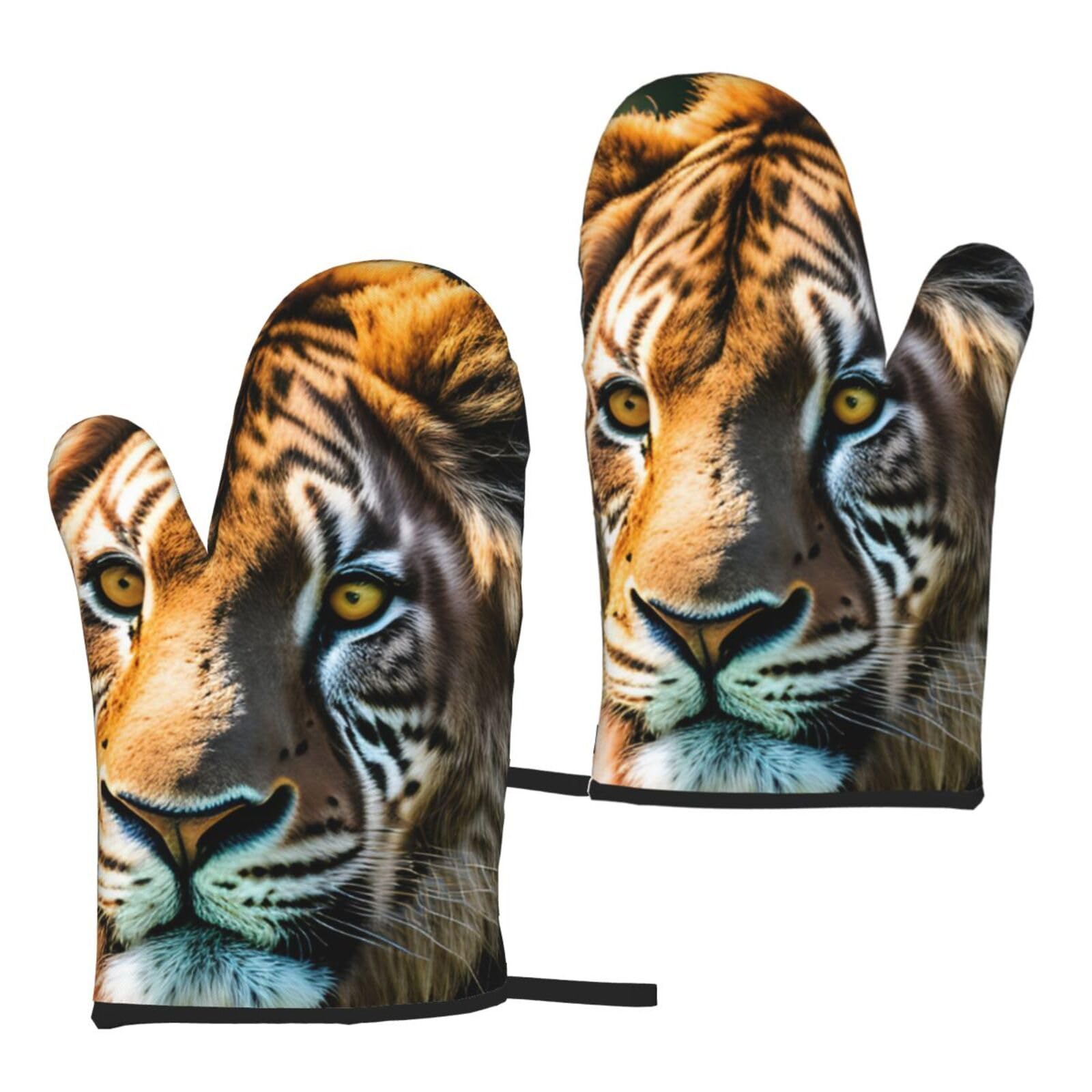 African Animals Print Heat Resistant Universal Fit Oven Microwave Gloves Home Cooking Baking Grilling