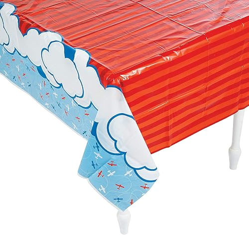 Fun Express Up & Away - Mantel de plástico para avión, suministros para fiestas, 1 pieza
