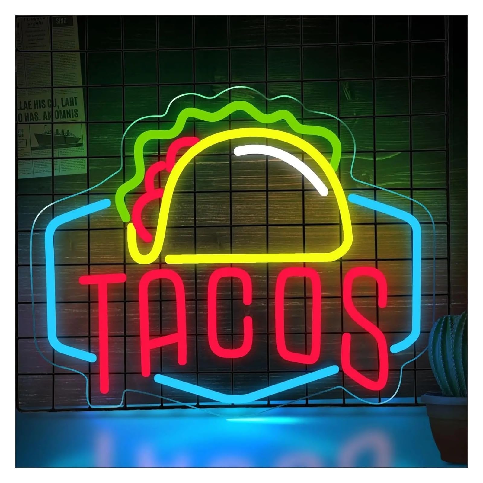 XENITE Hanging Art Neon Signs Tacos Neon Sign Mexican Restaurant Pizzeria Coffee Bar Party Bedroom Decoration USB LED Light 32x31cm