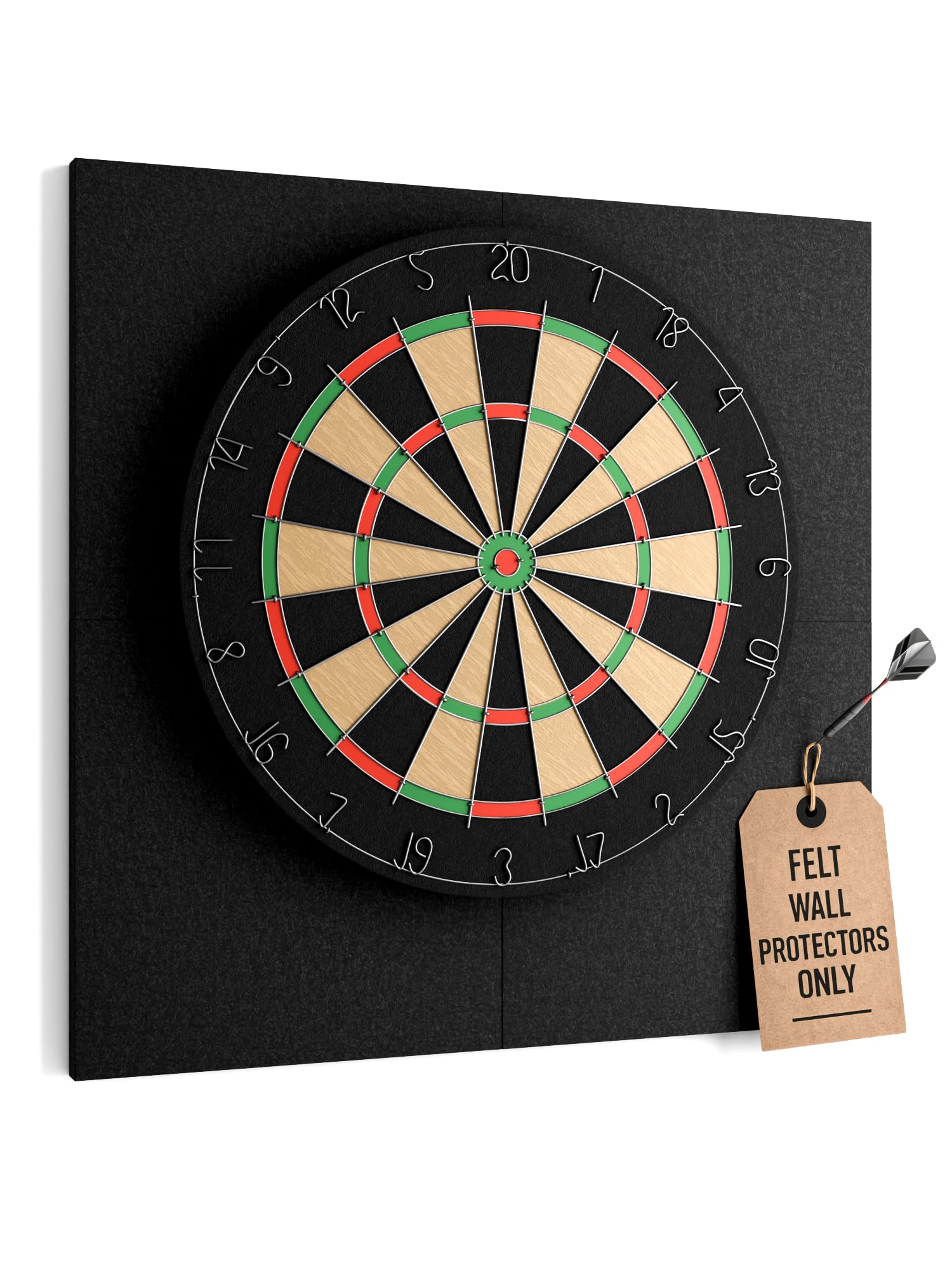 Fluxynara 23.6" x 23.6" Felt Dart Board Wall Protector, Black