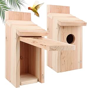 2PCS Wooden Bird House, Outdoor Bird House Bluebird House, Bird Houses