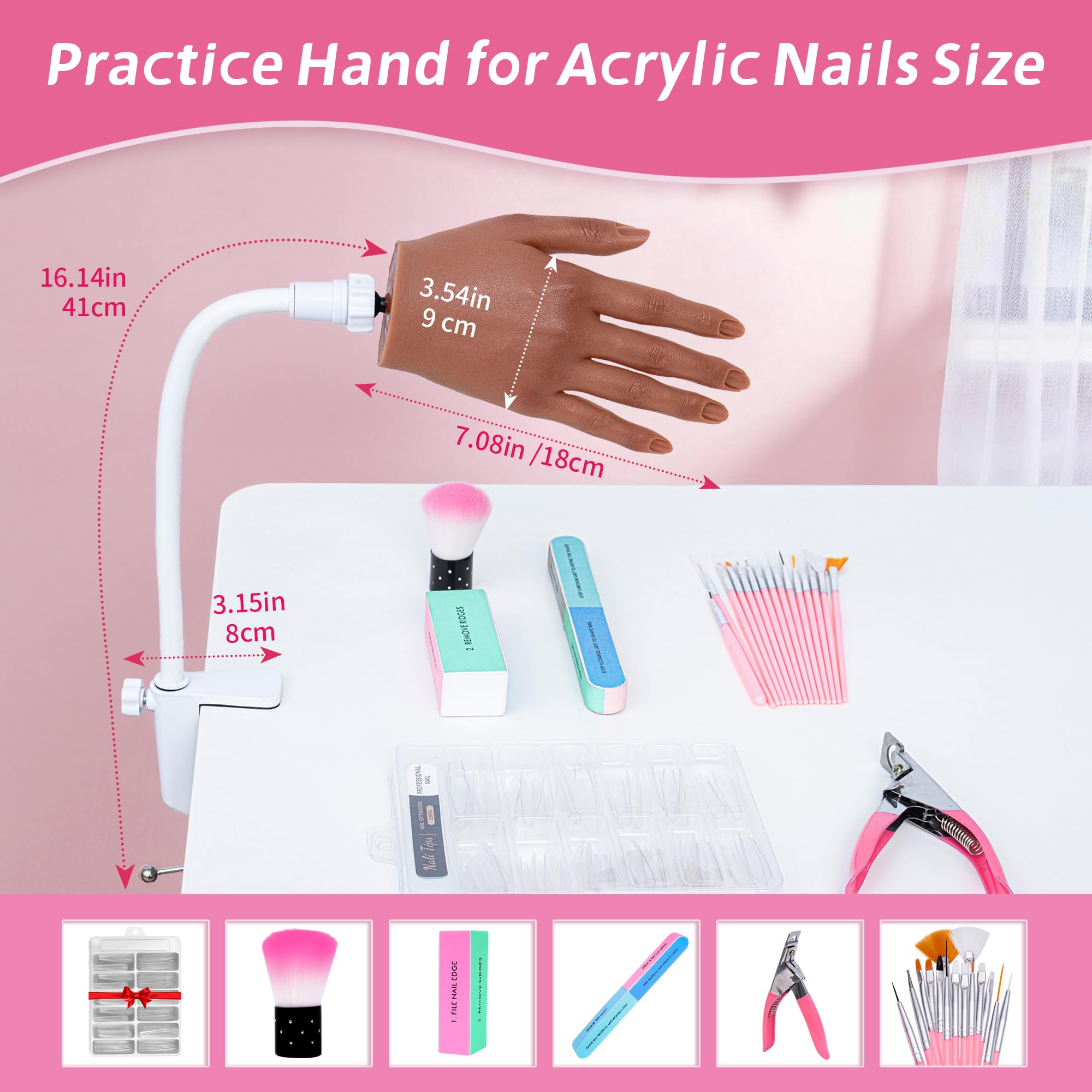Realistic Silicone Practice Hand for Acrylic and Gel Nail Training Kit