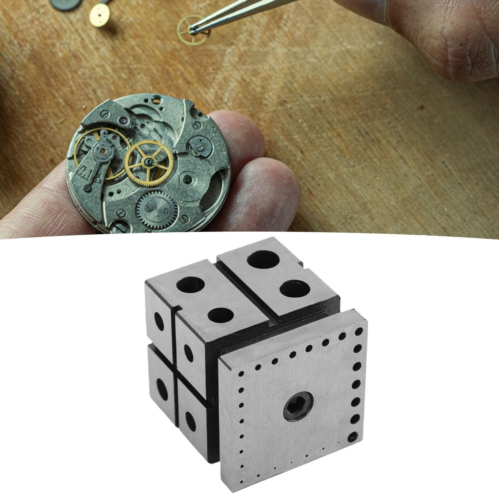 YUYTE Kołek do Nitowania Mechanizmu Zegarka, Stalowy Blok Dappingowy do | Konstrukcja Stalowa, Kompaktowy Rozmiar do Przestrzeni Roboczej, Nitowanie i Wiercenie Małych Części, Odpowiednia dla