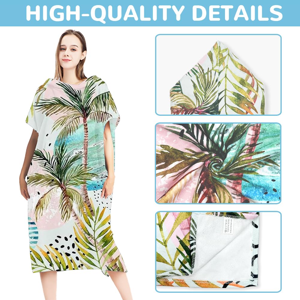Telo Mare con Cappuccio per Adulto, DOTBUY Estate Poncho con Telo Mare con Cappuccio per Adulto, DOTBUY Estate Poncho con