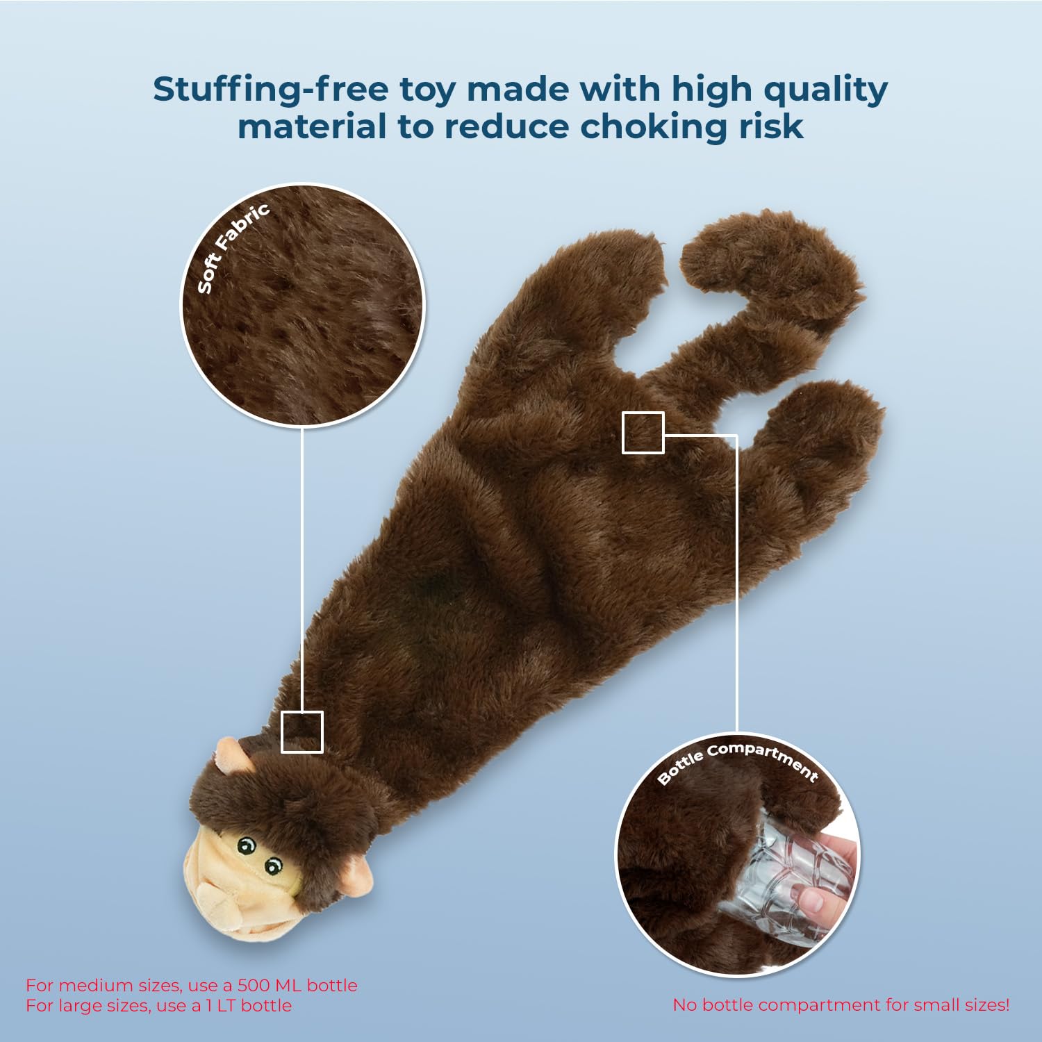 2-in-1 Stuffless Squeaky Dog Toys with Soft, Durable Fabric for Small Medium, and Large Pets by Best Pet Supplies - Image 4