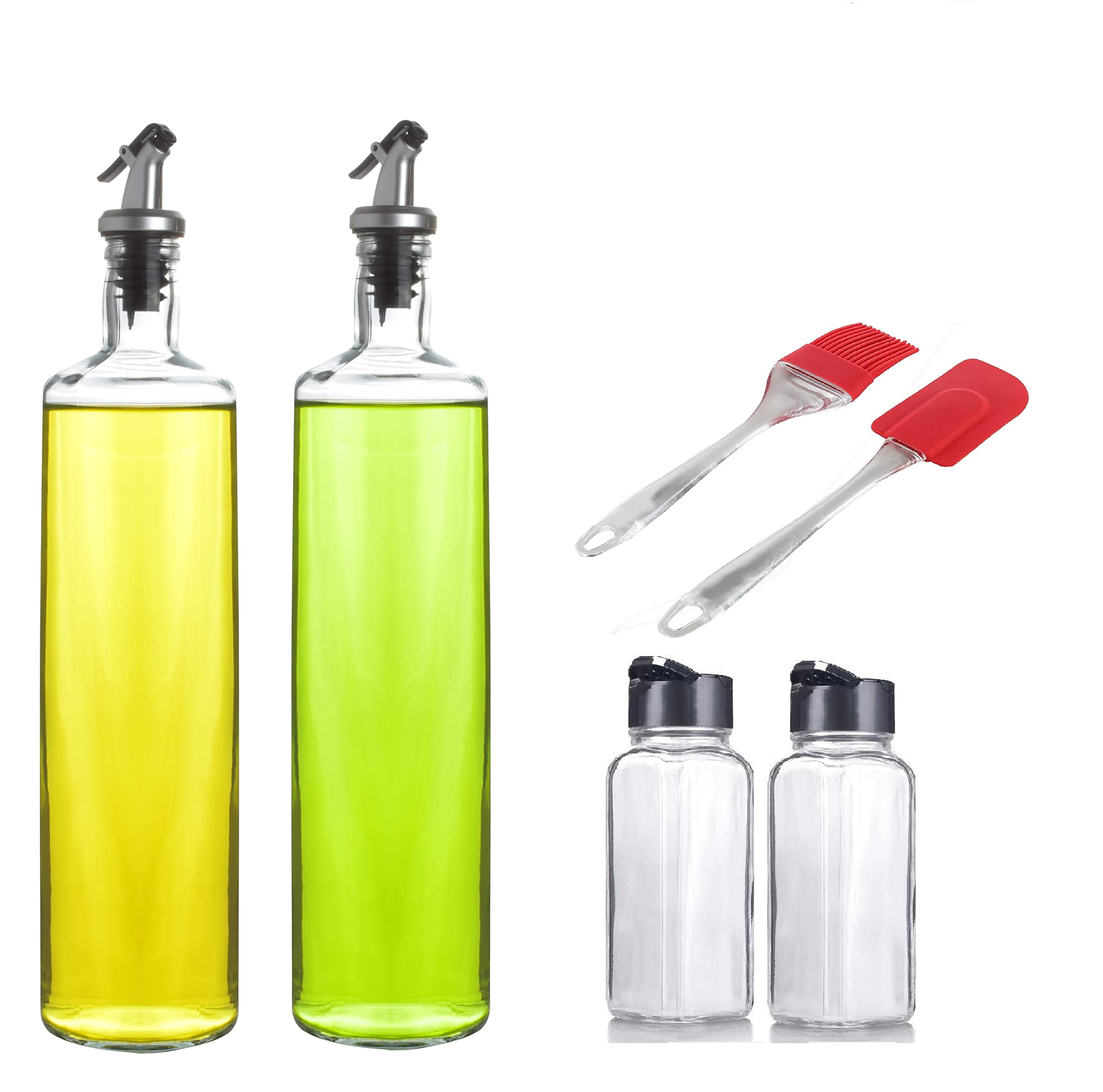 castanea Oil Dispenser Bottle, 1 litre Round Glass Oil Bottle with Oil Brush, Spatula and Spice Jar For Kitchen, Clear (Pack of 6) (B0BSLKR7J6) Amazon Price History, Amazon Price Tracker