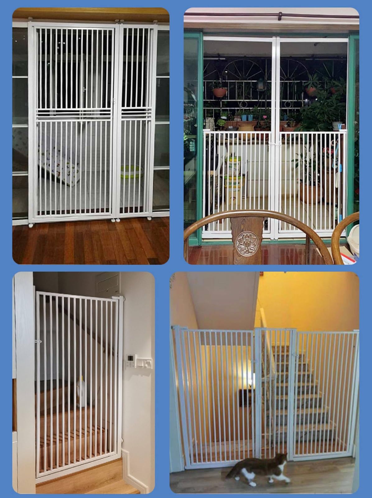 Gattaiola Barriera per gatti con serratura per porte, Cancello anti-arrampicata extra alto per animali domestici per separare, Montaggio a pressione con ingombro ridotto(60x170cm/24x67in)