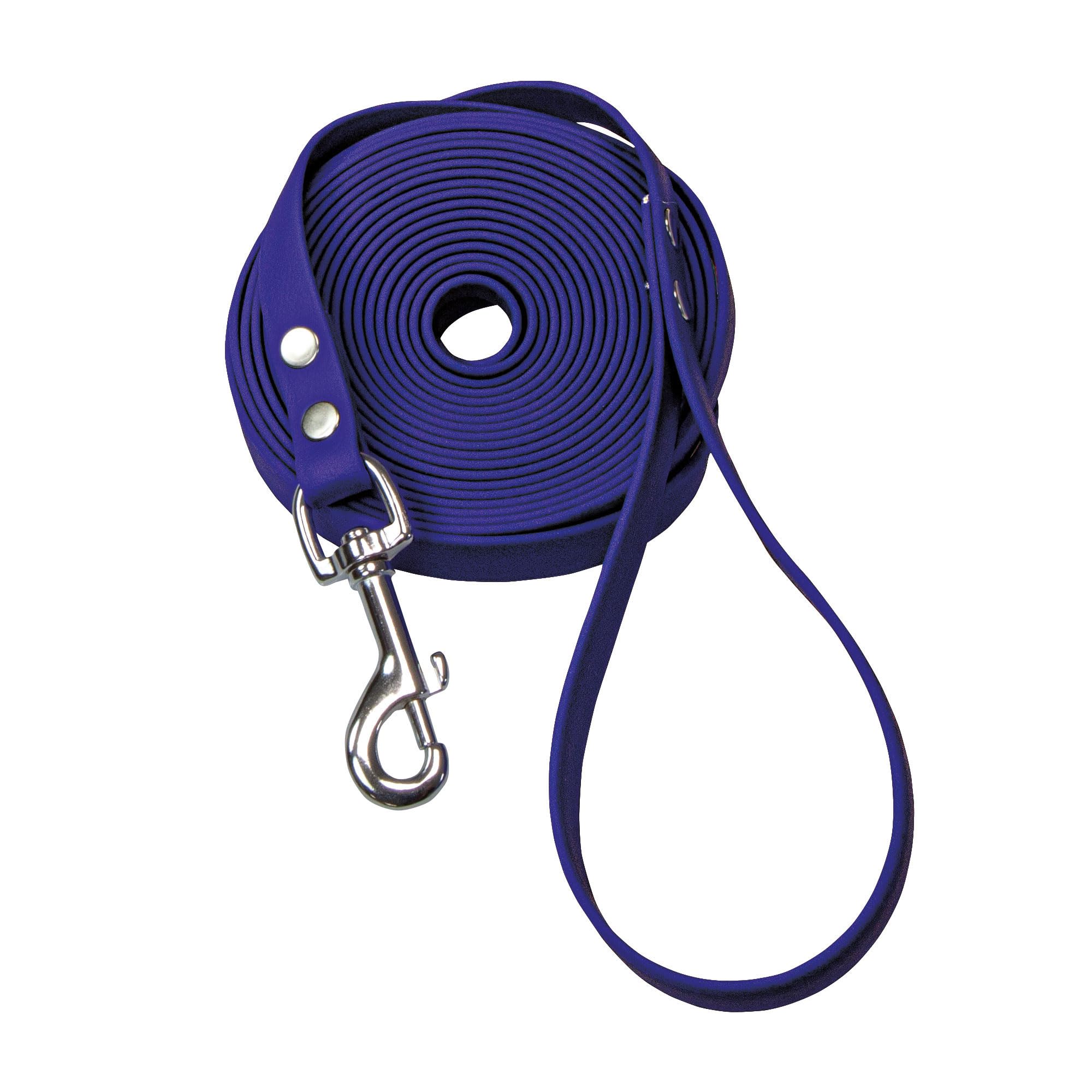 Schecker Blaue Biothane® Schleppleine mit Handschlaufe, 10 m / 19 mm extrem widerstandsfähig, witterungsbeständig und reißfest