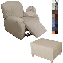 YEMYHOM Small Size Recliner Chair Cover + Small Size Ottoman Cover Khaki