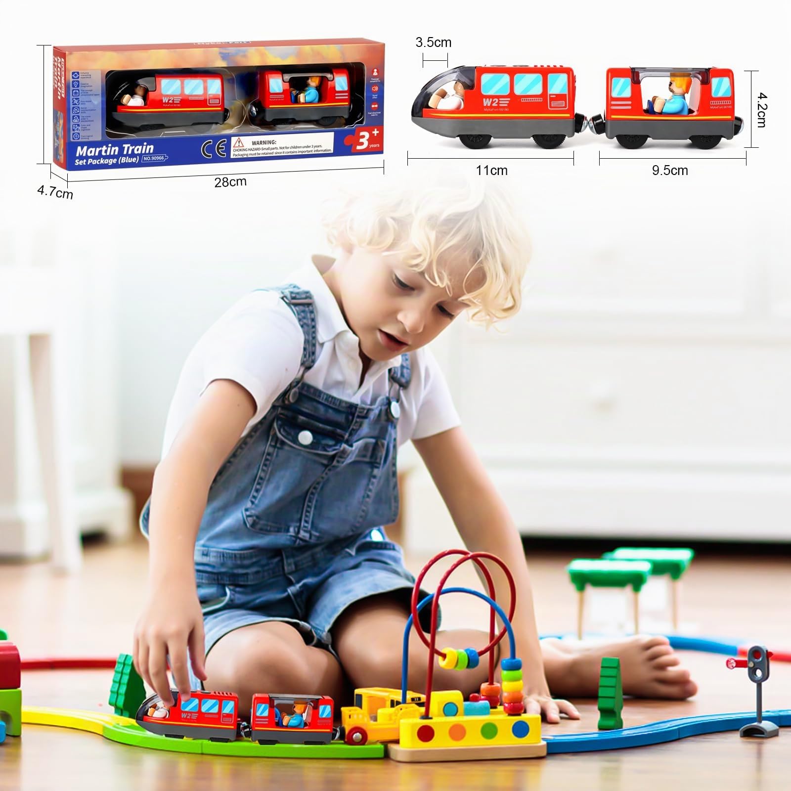 Train Électrique à Piles Pour Rails En Bois – Locomotive Sonore, Marche/arrière, Compatible Brio/Thomas, Dès 3 Ans