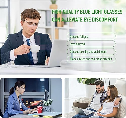 Miniatura 6 de Blue Light Blocking Glasses, Lightweight Metal Half Frame Computer ReadingGamingTVPhones Glasses,Filter UV RayComputer Glare with Spring Hinge