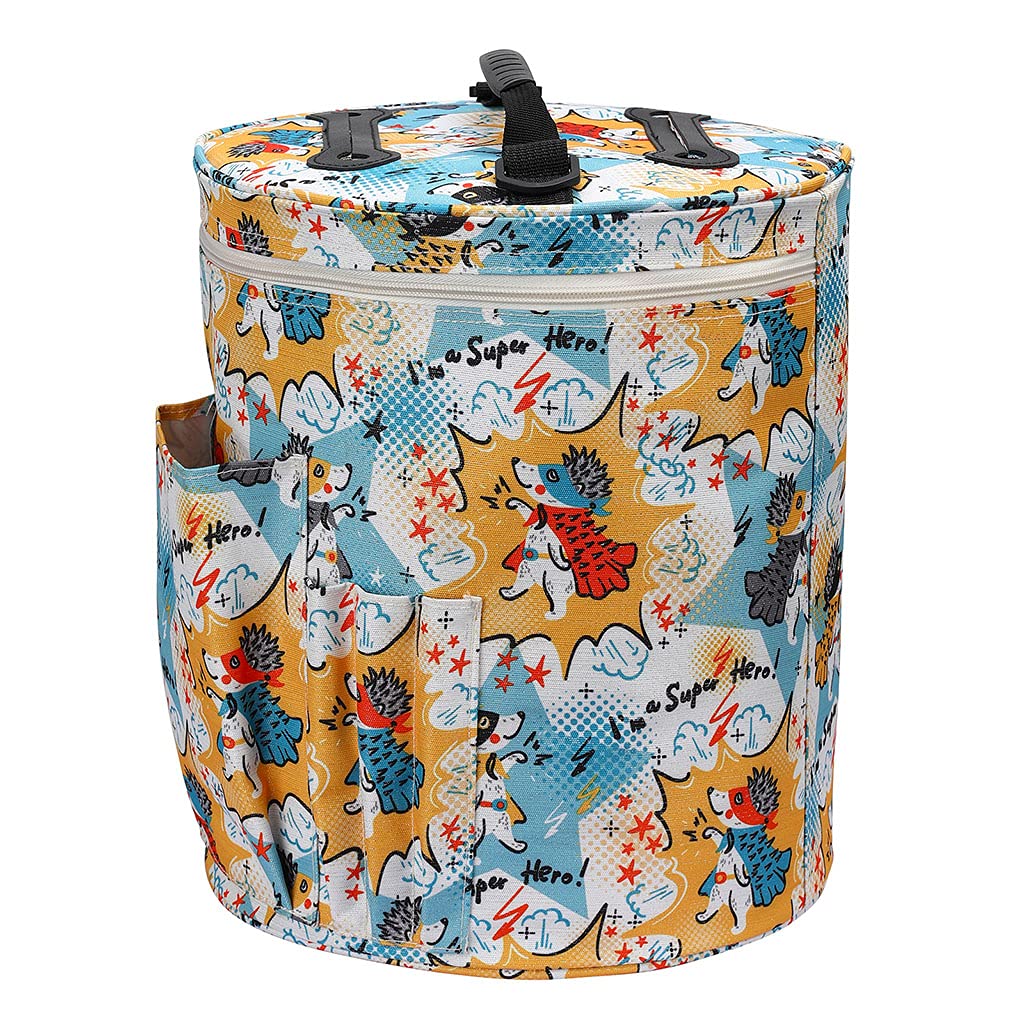 Hsioluted Empty Wools Storage Bag New Round Bucket Knitting Tools Storage Handbag Needle Wools Yarn Weave Sewing Tools Container Large Travel Knitting Bag Yarn Organizer