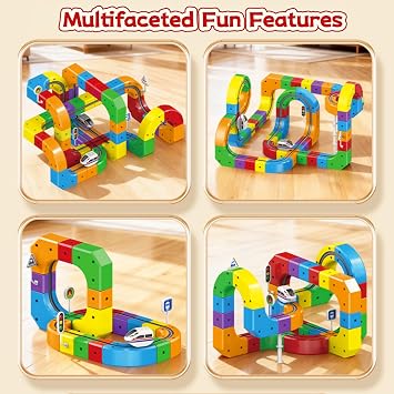 Electric Train Set, Track Fusion Toy, Magic Rail Cube Train Set DIY Cube Track with Gravity-Defying Motorized Train 3D Embedded Layouts Train Track Set (81PCS)