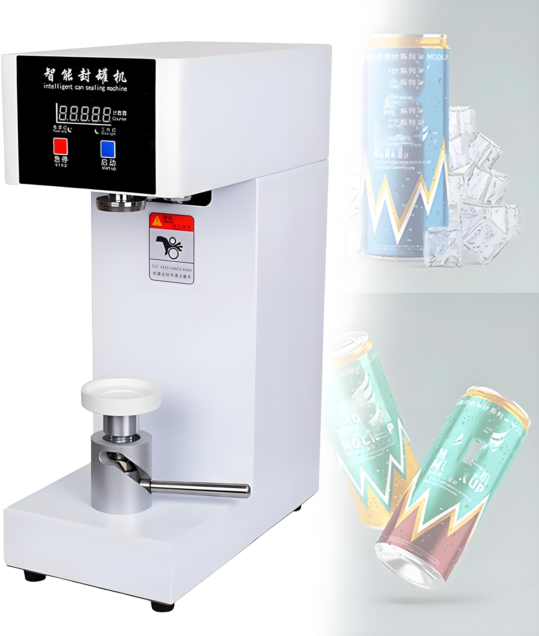 Zamykarka do Puszek PET 500–650 ml, 180 W White | Hartowane rolki ze stali narzędziowej tworzą równy zacisk na odpowiednich puszkach PET lub metalowych z pasującym wieczkiem