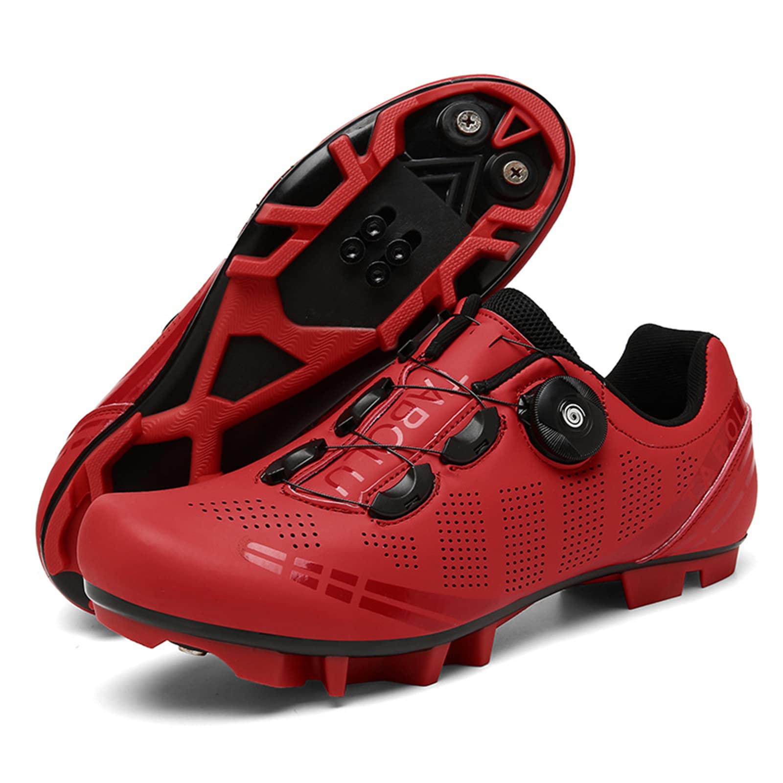 Męskie Buty Rowerowe Mtb Buty Na Rower Górski Oddychające Buty Rowerowe Na świeżym Powietrzu Kompatybilne Z Korkami Spd(46, Red)