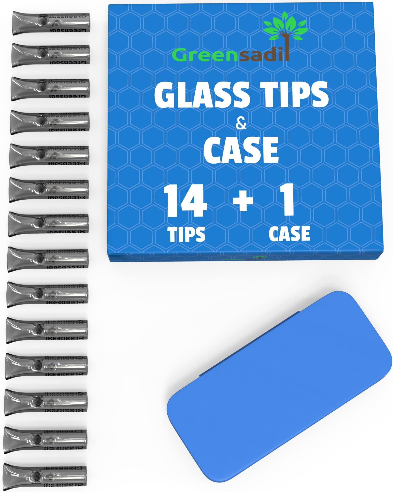 Glass Filter Tips & Vintage Cigarette Case Set – 14 Pre-Rolled, Homemade & Cigarette Filter Tips w/Semi Smell Proof – Durably Crafted Glass Tips with Cigarette Holder