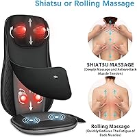 Vista 3 de Shiatsu Neck & Back Massager with Heat, Massage Chair Pad Cushion for Stress Relief, Inflatable Flaps Back Support, Kneading or Rolling Chair Seat