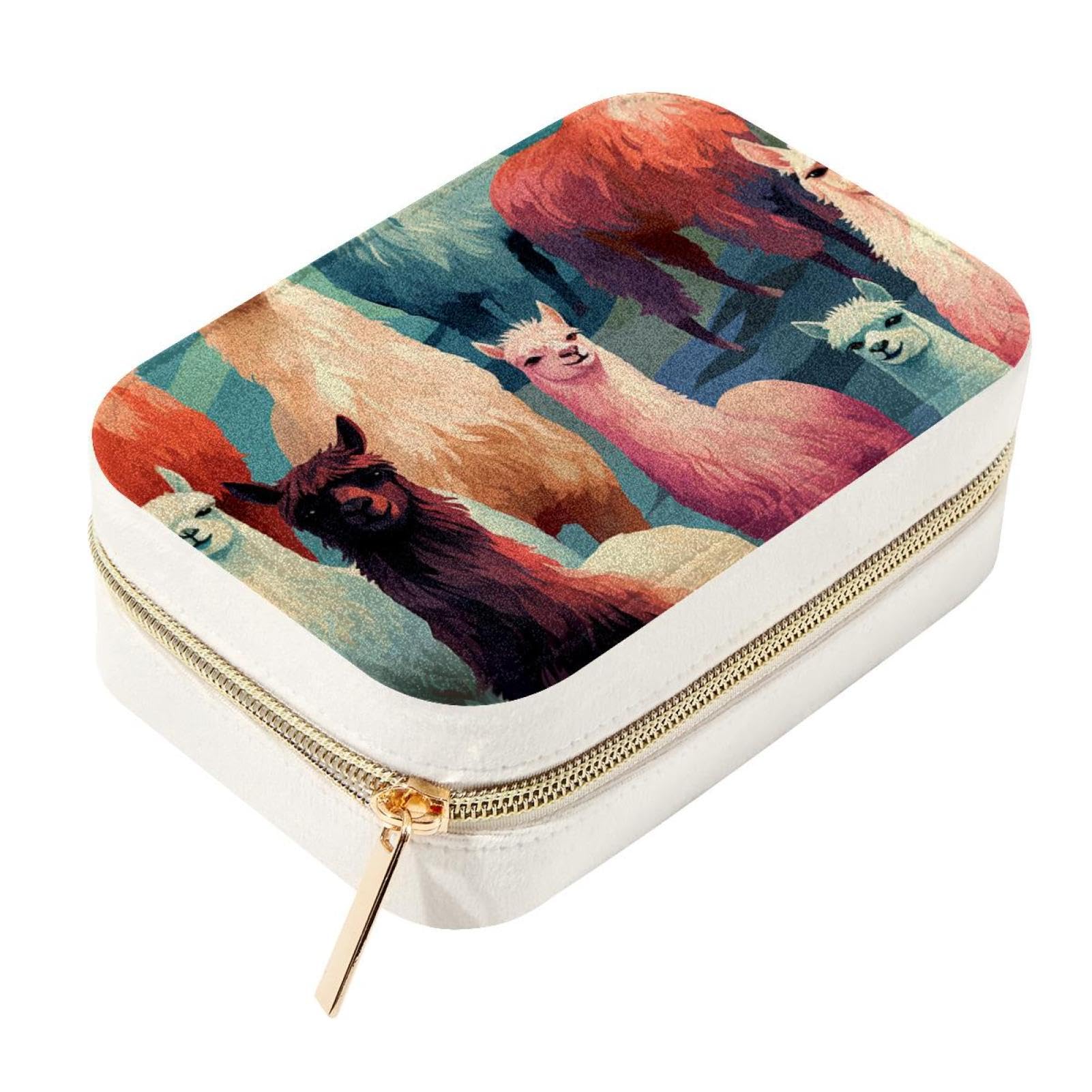 Boîte à bijoux alpaga : mini organiseur double couche de voyage pour fille