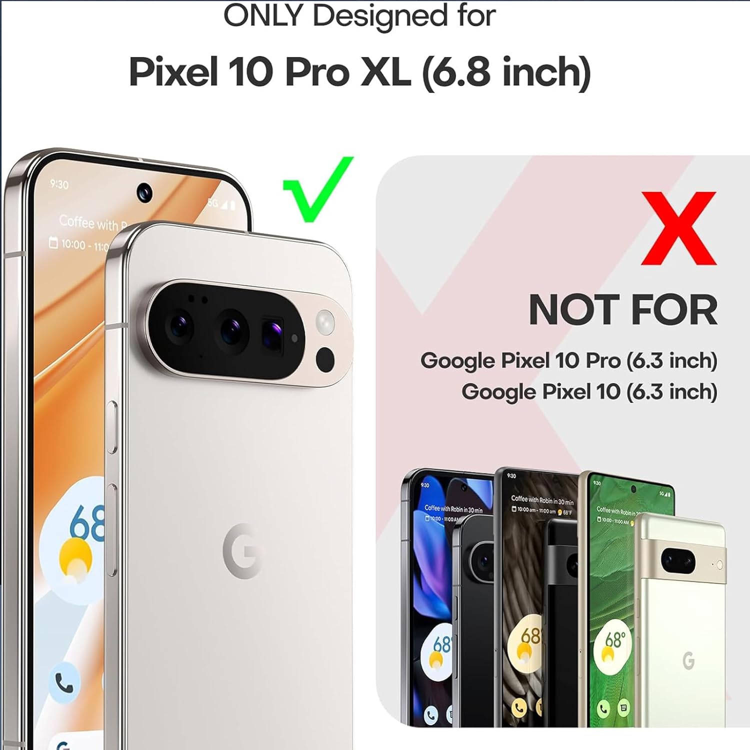 Battery Case for Pixel 9 Pro XL/10 Pro XL,10000mAh Portable Protective Wireless Case Support Carplay Compatible with Pixel 9/10Pro XL(6.8 inches) Rechargeable Extended Battery Charger Cover (Black)