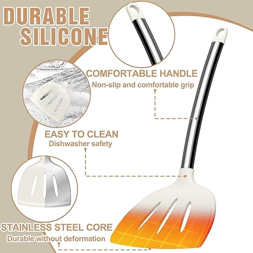 Miniatura 6 de Umite Chef - Juego de utensilios de cocina de silicona, 34 piezas, para utensilios de cocina antiadherentes, juego de espátulas de silicona, mango