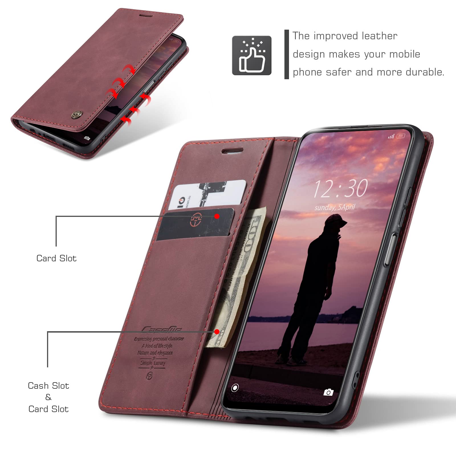 JMstore Funda Compatible con Xiaomi Redmi Note 10 Pro, Magnético Carcasa Funda Móvil Billetera Cuero Funda con Tapa Libro Caso Soporte Plegable (Negro) — view 6