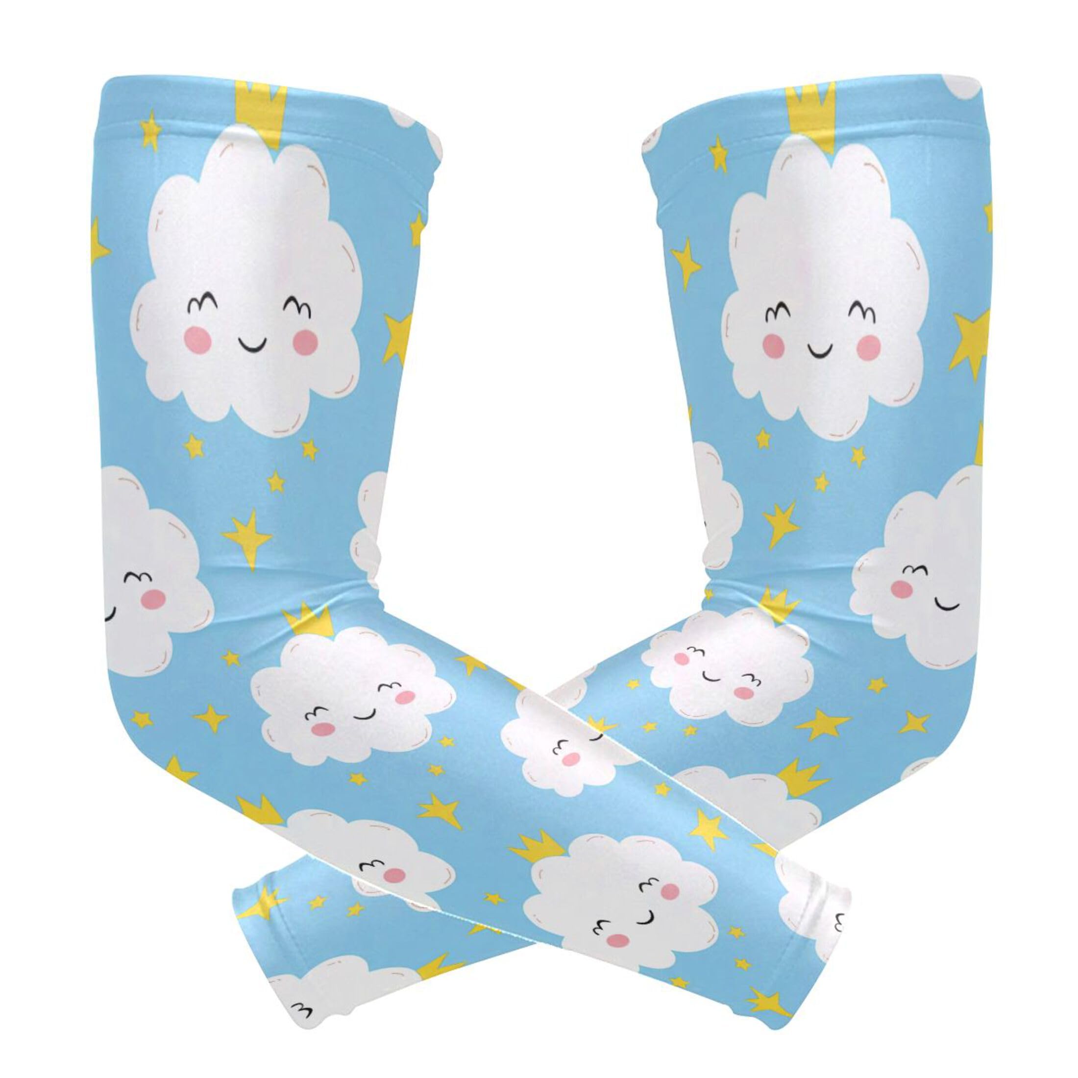 Takiito Cute Clouds Arm Sleeves for Men Women, Cooling Arm Sleeve UV Sun Protection Compression Arm Sleeve, Breathable & Moisture Wicking