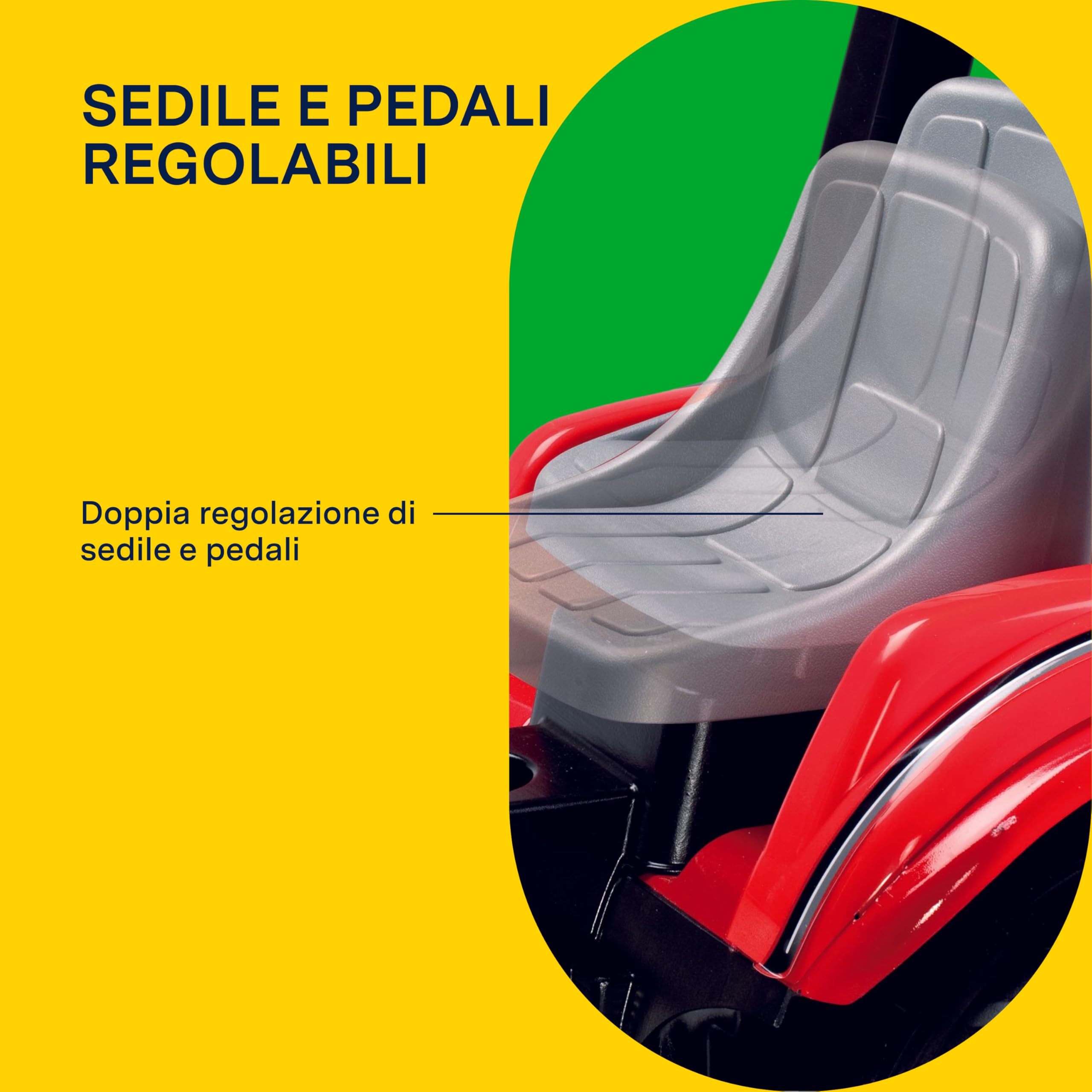 PEG Maxi Diesel Tractor Trattore a Pedali per Bambini con Rimorchio Rimovibile Sedile Regolabile