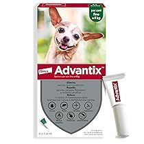 Advantix® Spot-on antiparassitario per Cani fino a 4 Kg, 6 pipette da 0,4 ml. Elimina zecche, pulci, pidocchi e larve di pulce in casa. Protegge da zanzare, pappataci e rischio di leishmaniosi.
