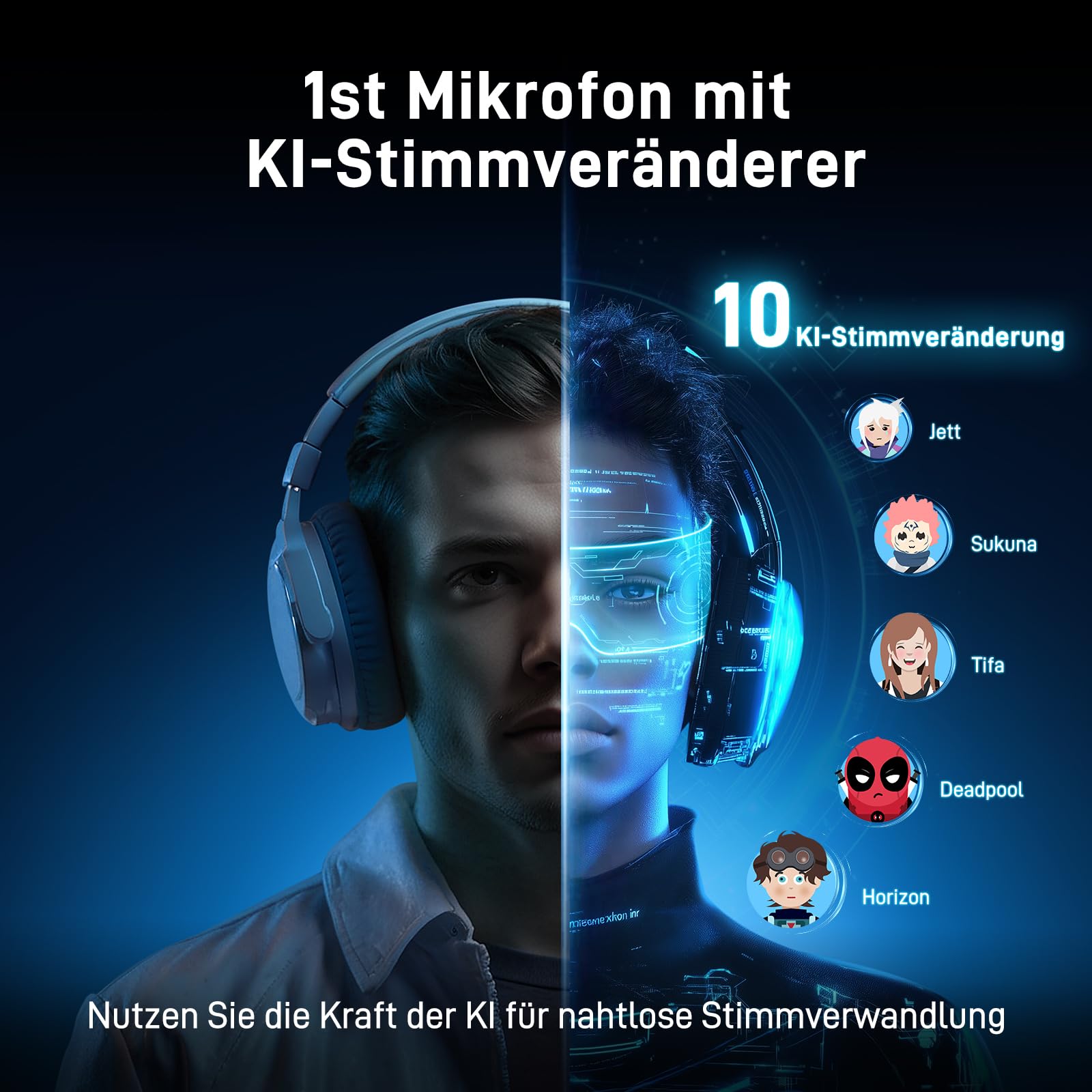 MAONO Mikrofon Kabellos für PC, Mikrofon PC mit Software-KI-Stimmänderung, 3-stufiger Rauschunterdrückung, Benutzerdefiniertem RGB-Licht, Stumm, für Gaming, Podcasting, Streaming, DM40 Pro Schwarz