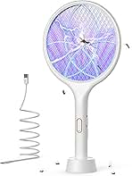 YISSVIC Electric Fly Swatter 4000V Bug Zapper Racket Dual Modes Mosquito Killer with Purple Mosquito Light Rechargeable for Indoor Home Office Backyard Patio Camping