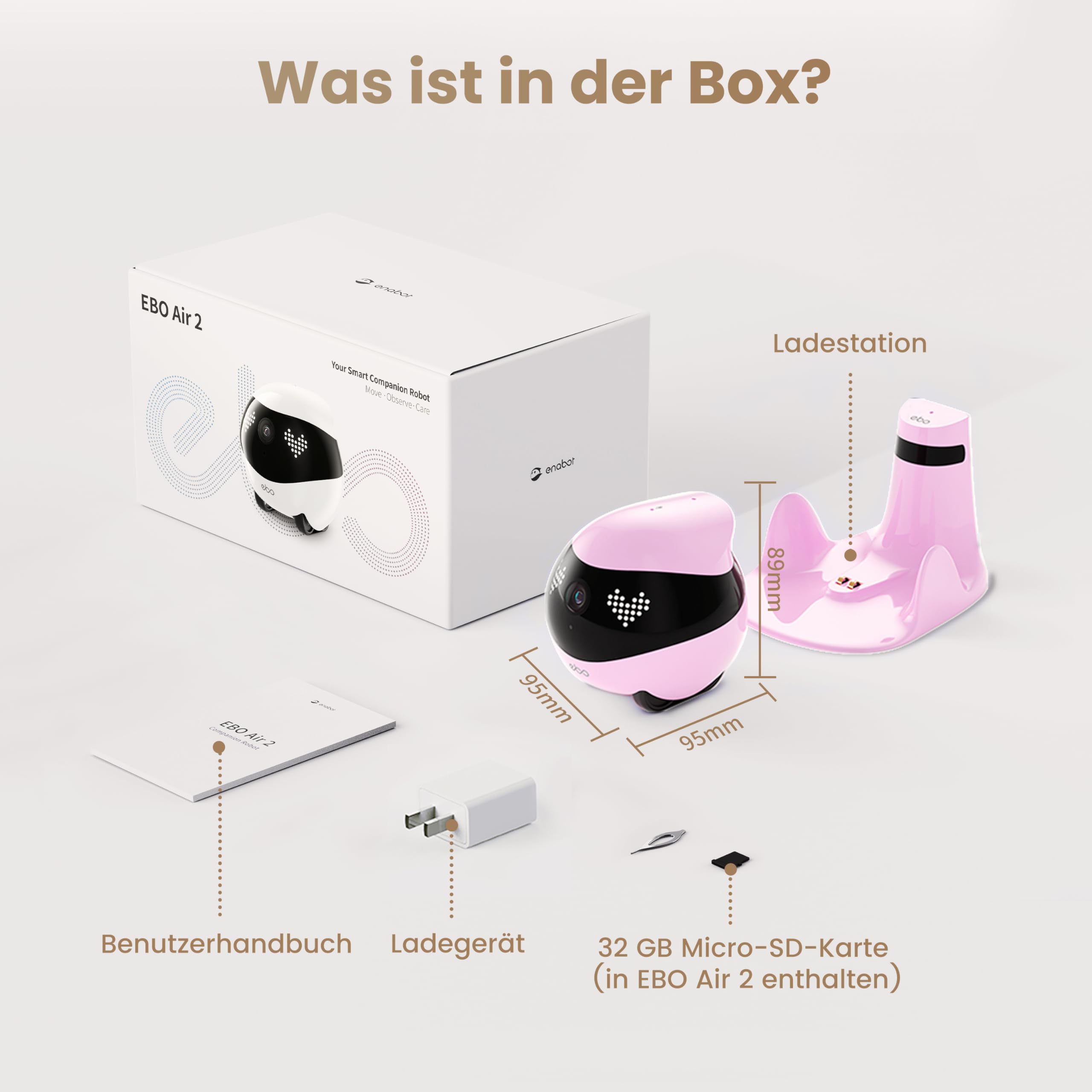 Enabot EBO Air 2 FamilyBot-Intelligenter 2K Telecamera di sorveglianza Robot con autoscarica, robot Patrol per la sorveglianza domestica, telecamera wireless per cani e gatti con visione notturna