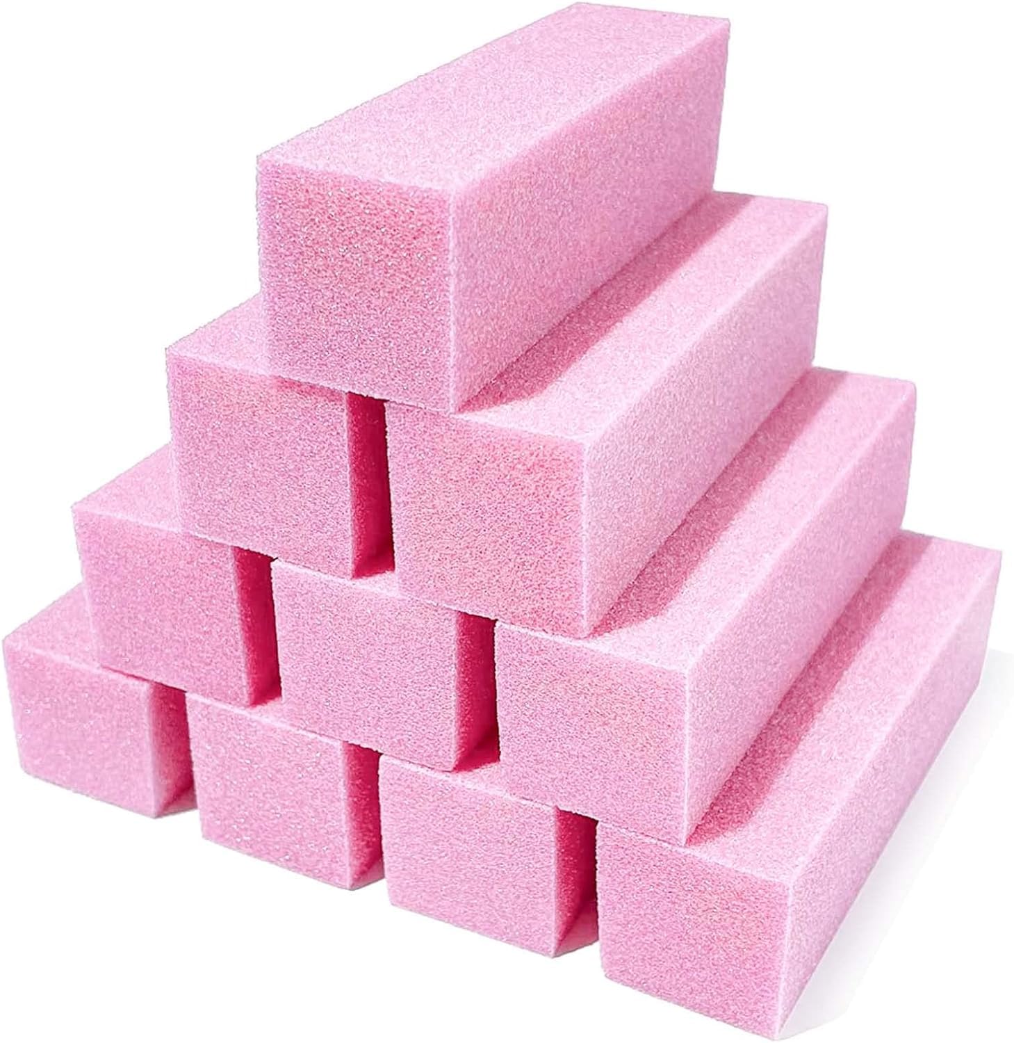McMola 10 Pcs Nail Buffer Block, Professional 120 Grit Nail Sanding Blocks for Natural Acrylic Nails, Nail Buffer Blacks Manicure Pedicure Tools for Gel Nails Salon Home Use (Pink)