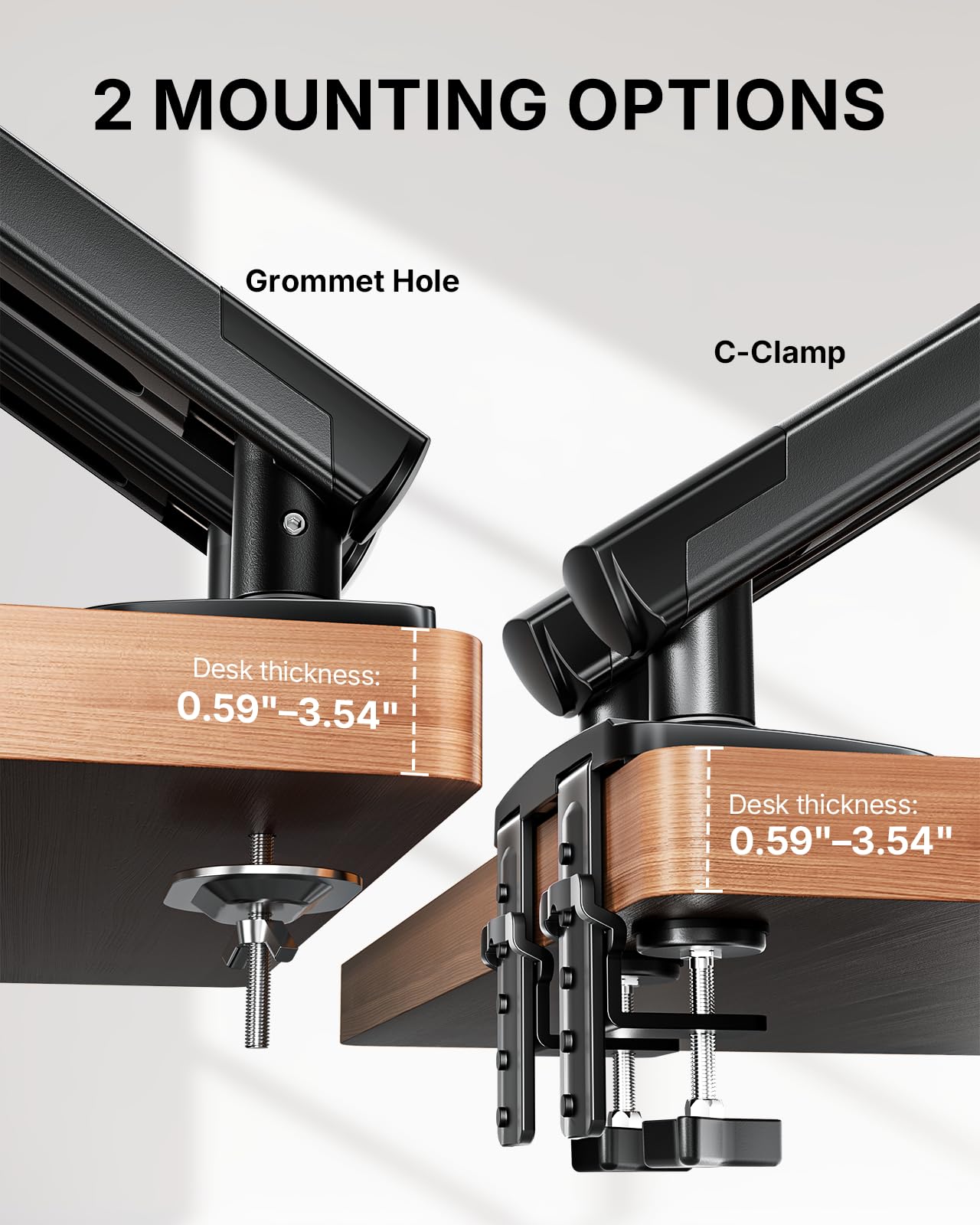 HUANUO uchwyt na 2 monitory 13–32 cale, uchwyt na ekran z mechanizmem MechaSpring do 9 kg, uchwyt na monitor FlowLift Pro (nachelanie/wychylanie/rotacja) do montażu bez narzędzi VESA 75/100 mm, do