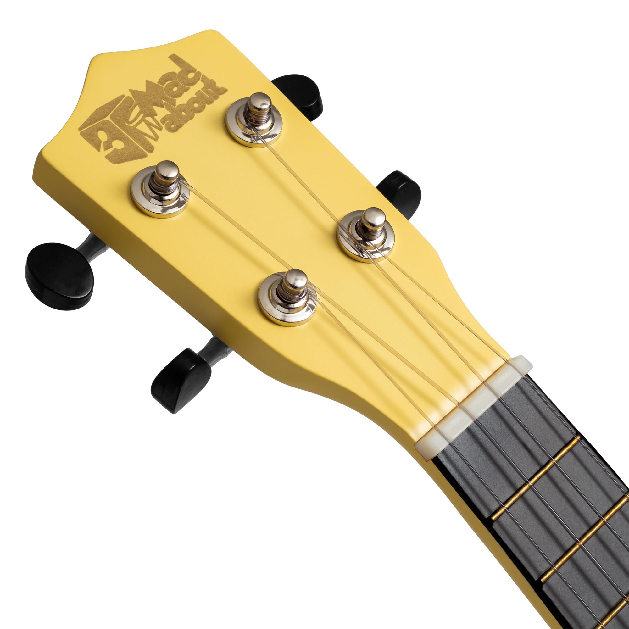 Mad About SU8 - Ukelele soprano - Amarillo suave con bolsa de concierto, púa y cuerdas de repuesto - Ideal para escuelas y principiantes, incluye cuerdas negras de carbono para mejorar la afinación